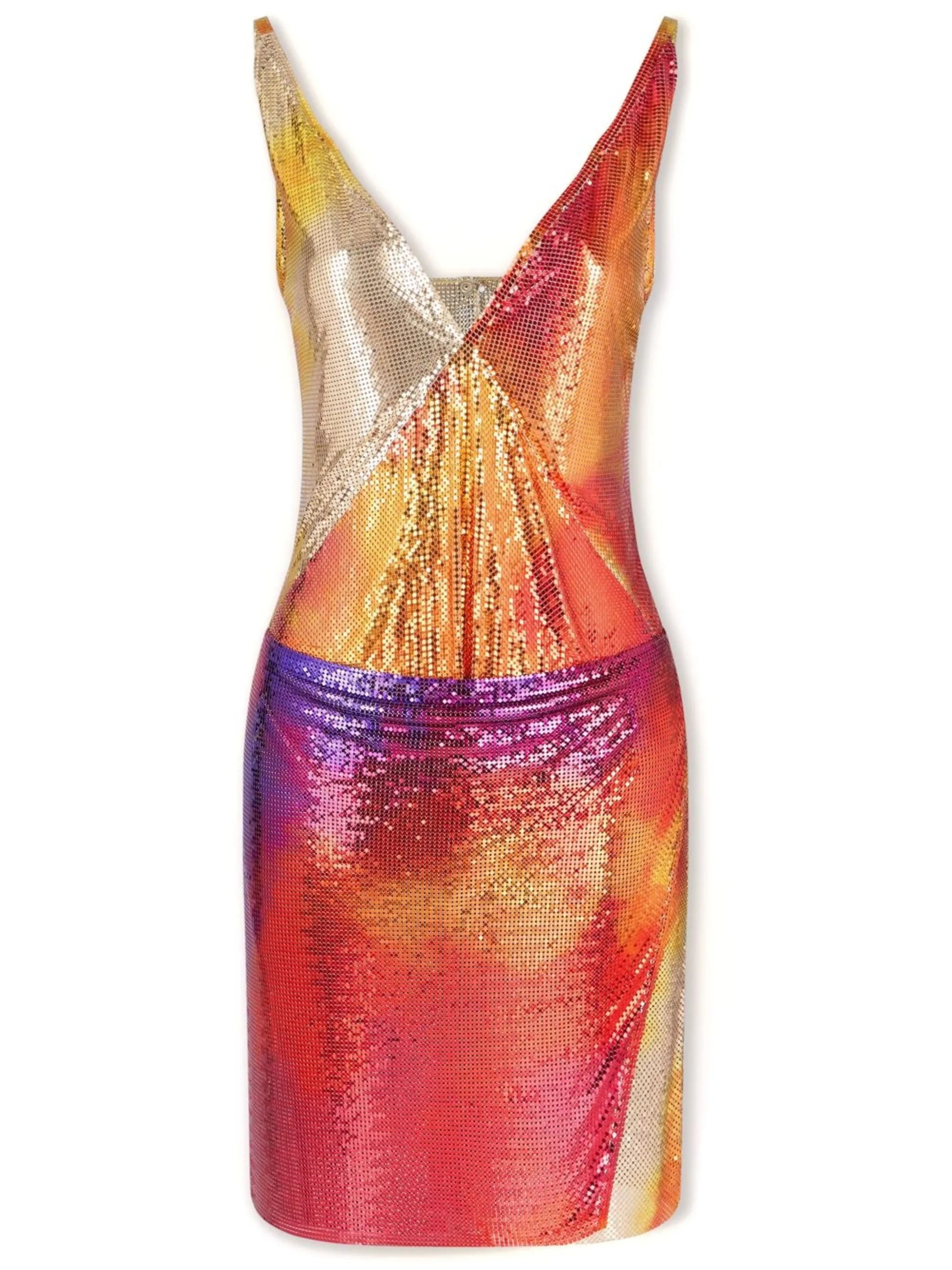 V-neck pixelated minidress