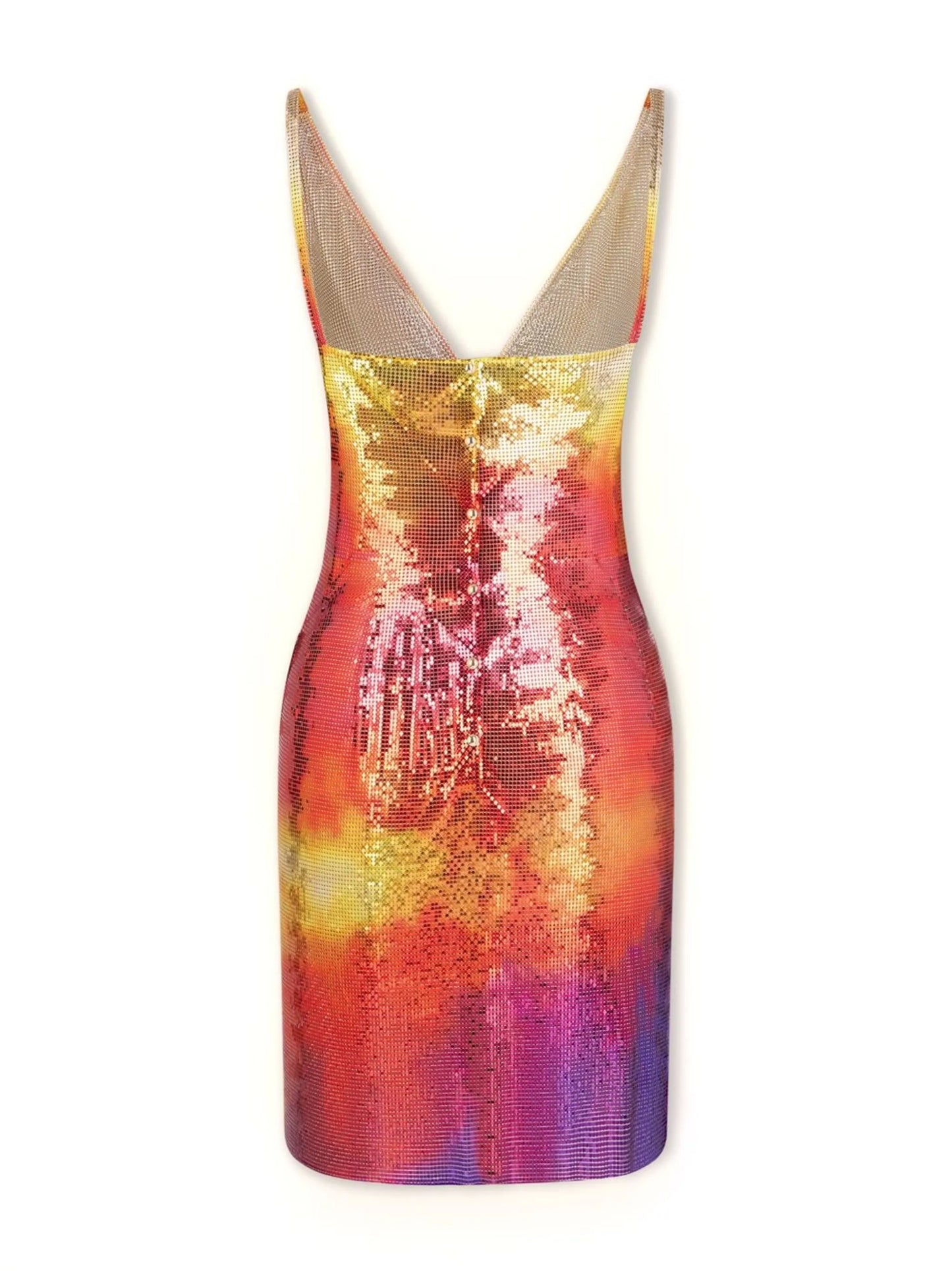 V-neck pixelated minidress