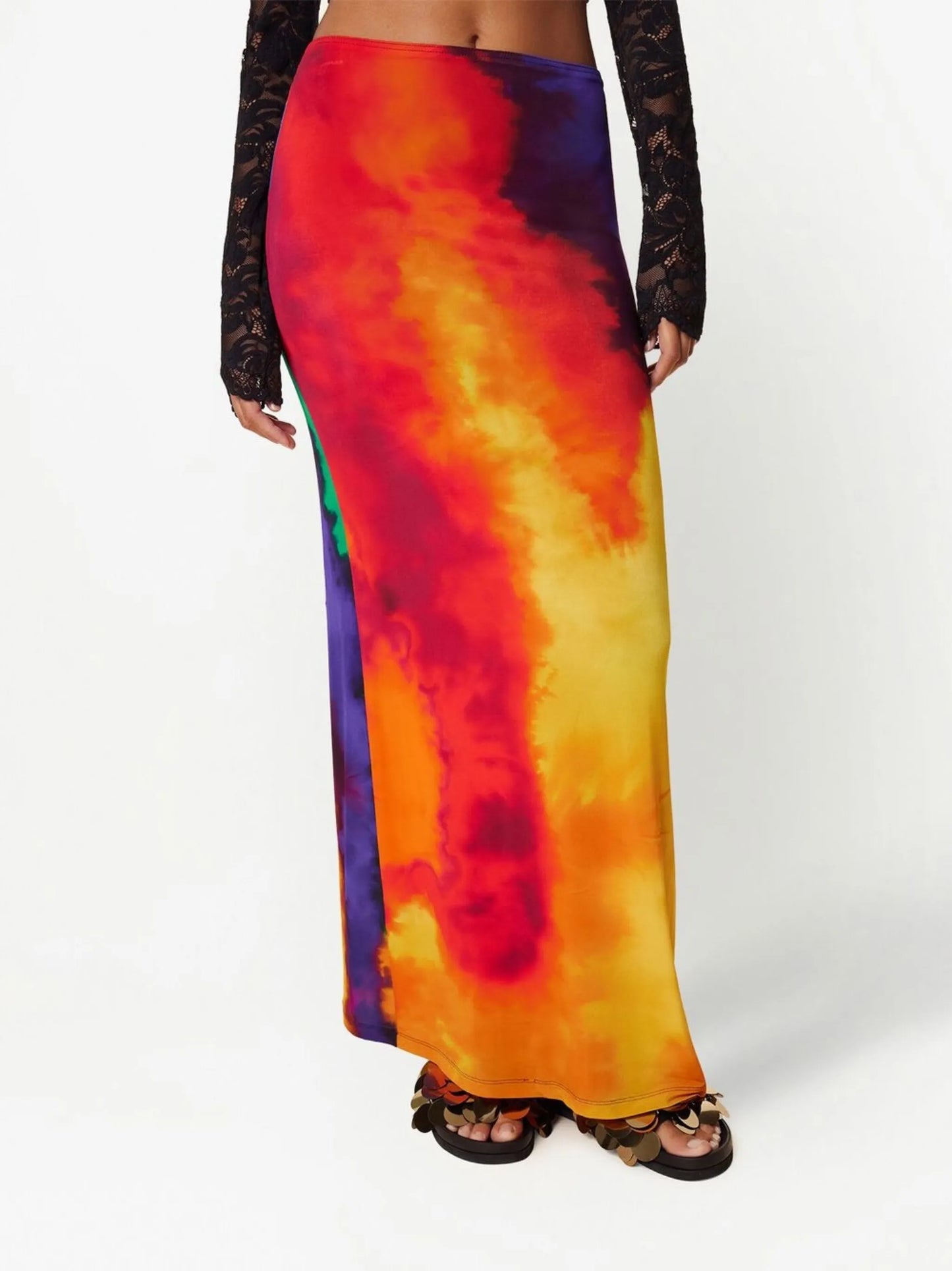 tie-dye maxi skirt