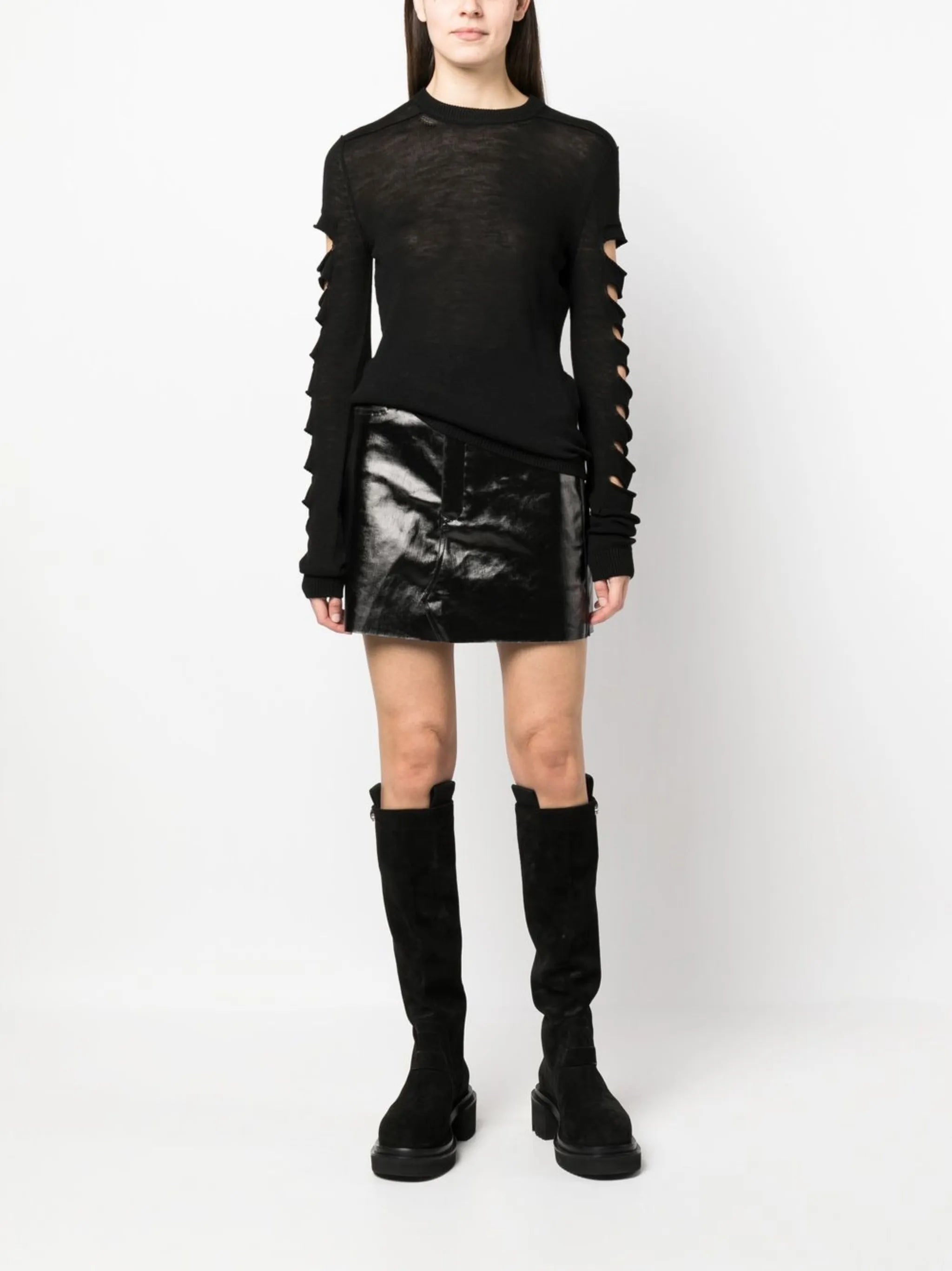 distressed long-sleeve jumper