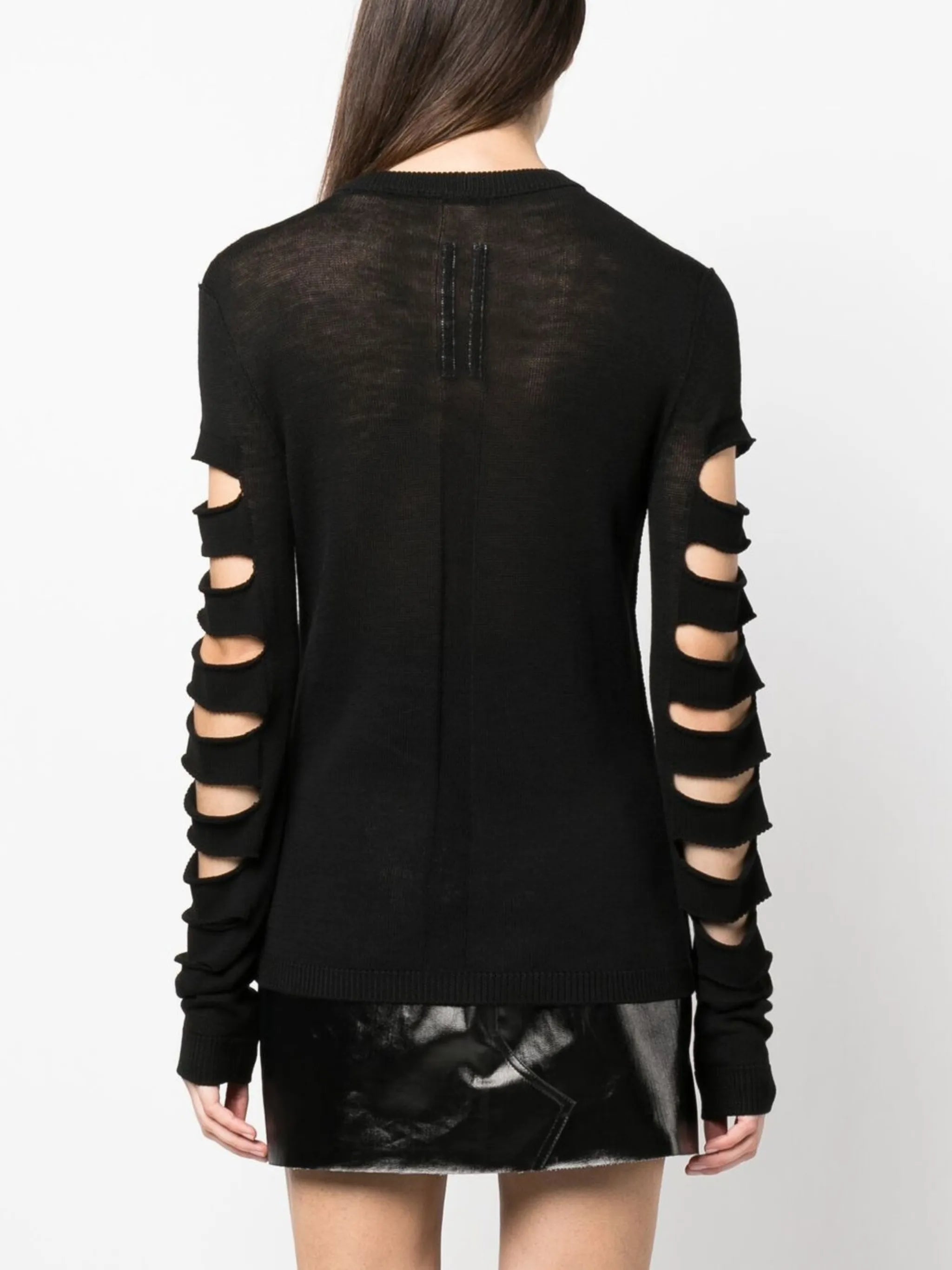 distressed long-sleeve jumper