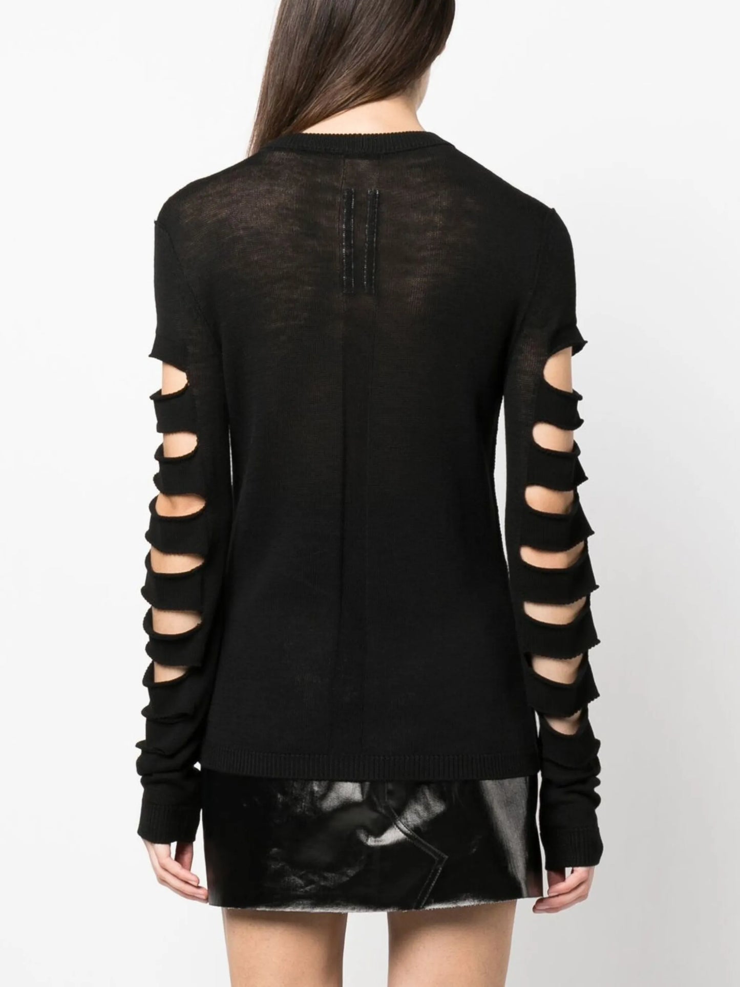 distressed long-sleeve jumper