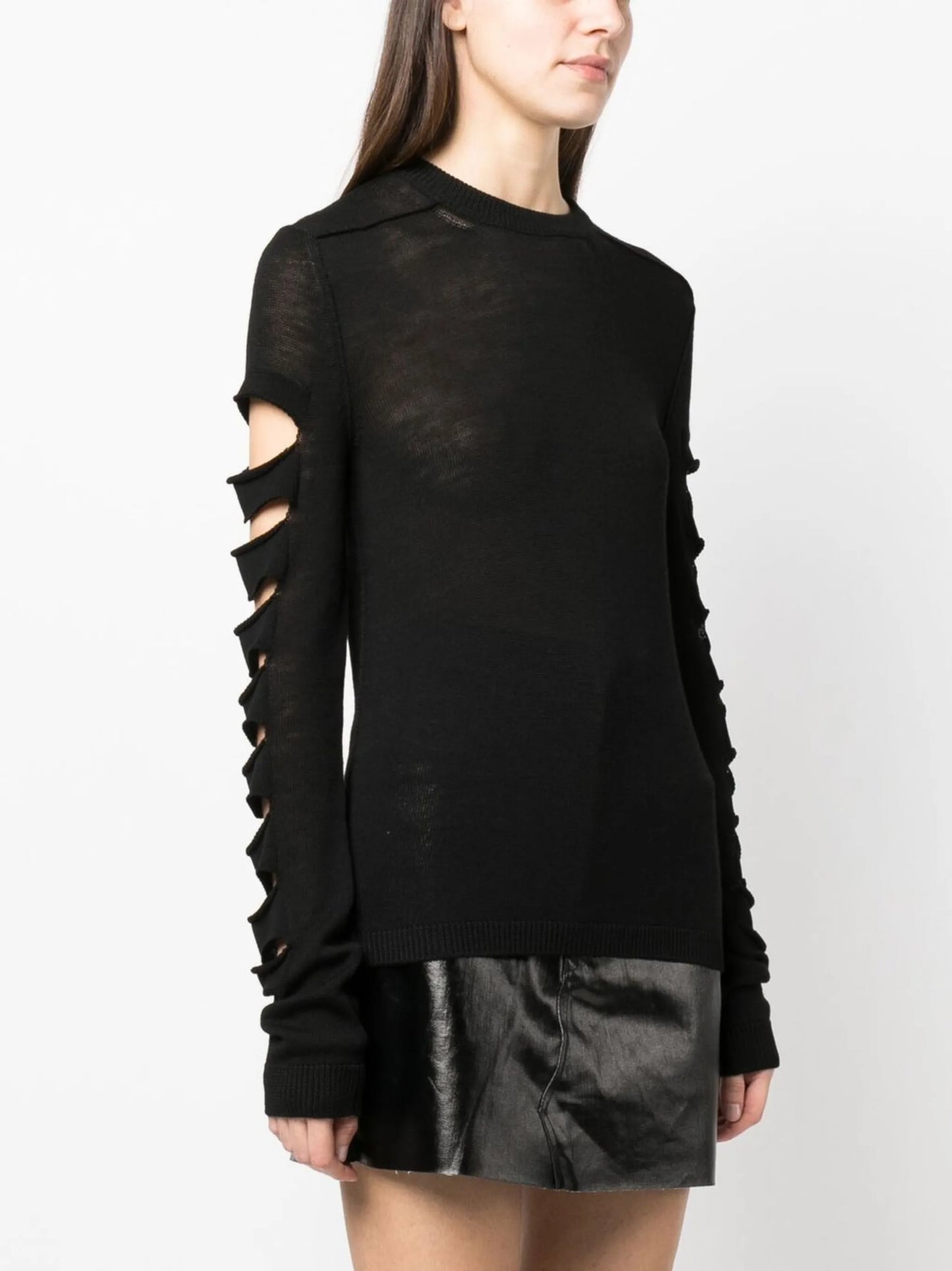 distressed long-sleeve jumper