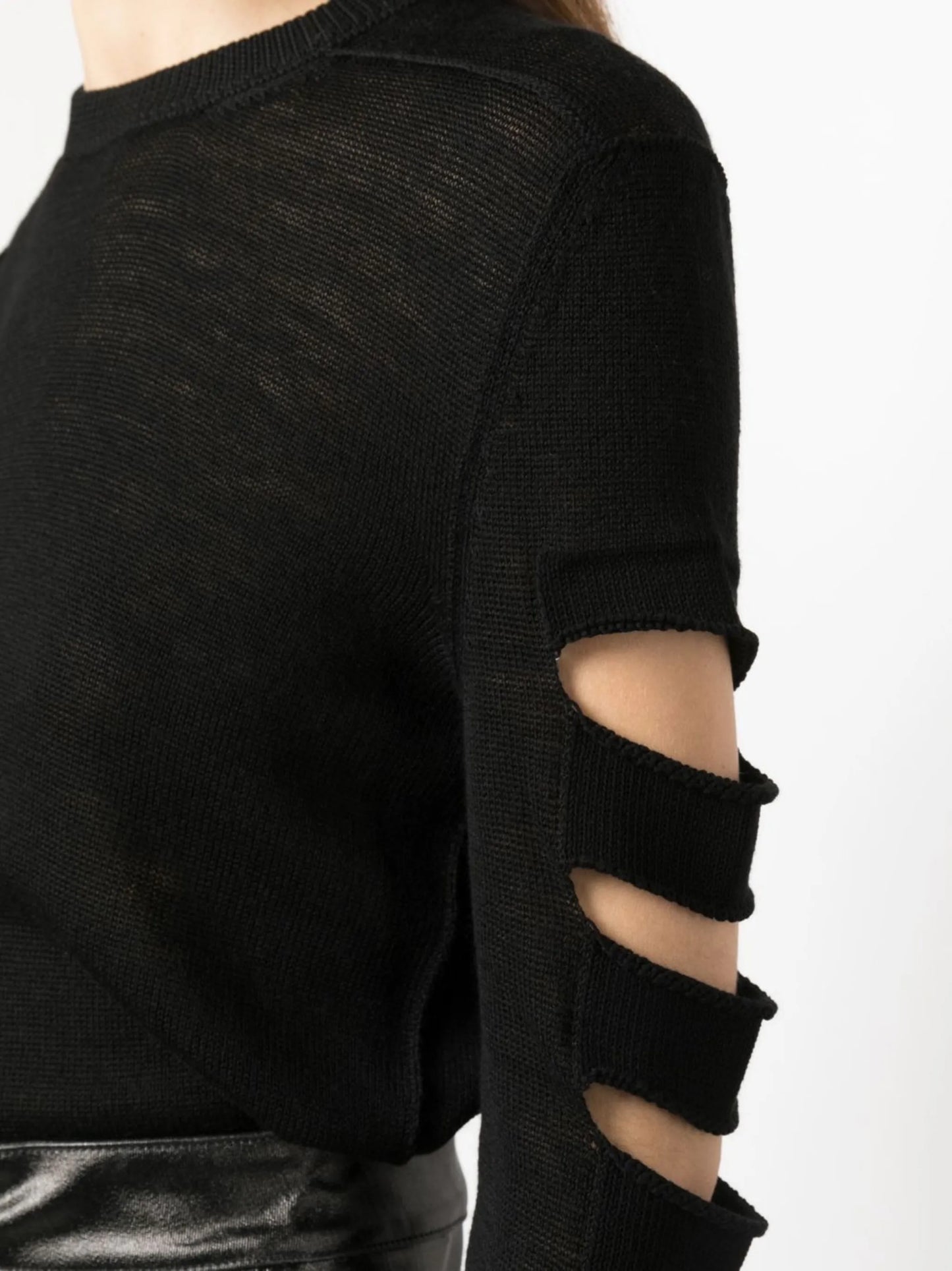 distressed long-sleeve jumper