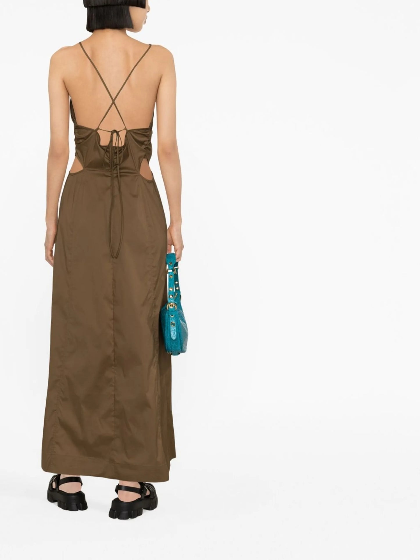 corset-style halterneck long dress