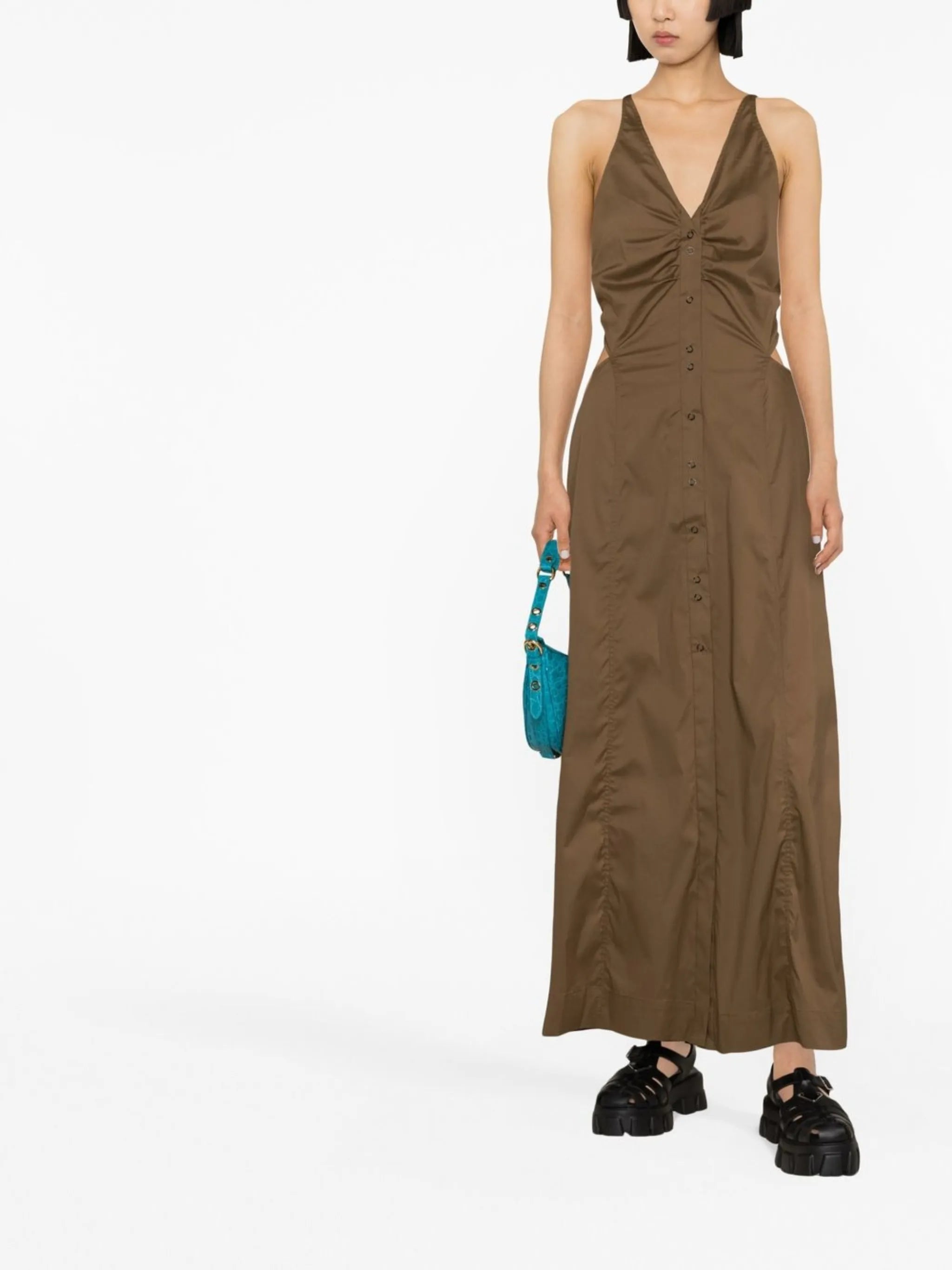 corset-style halterneck long dress