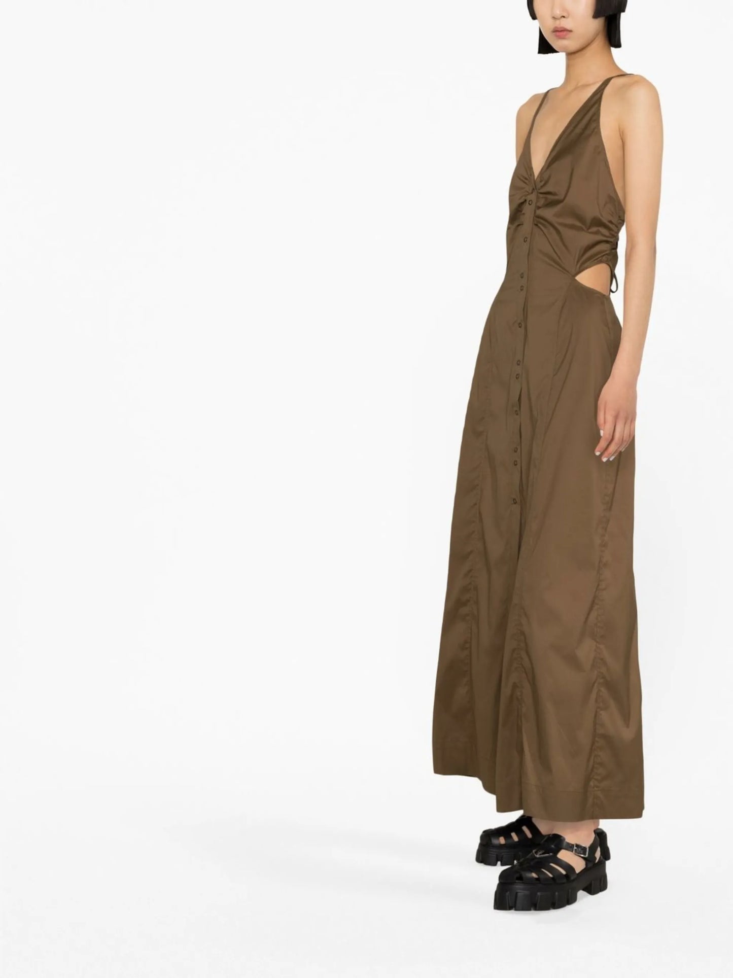 corset-style halterneck long dress