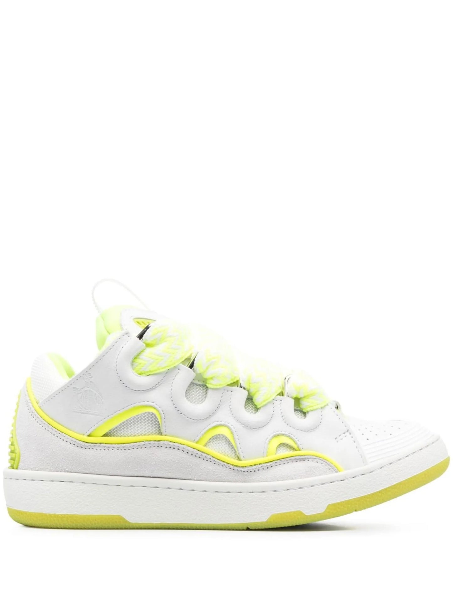 Curb panelled lace-up sneakers