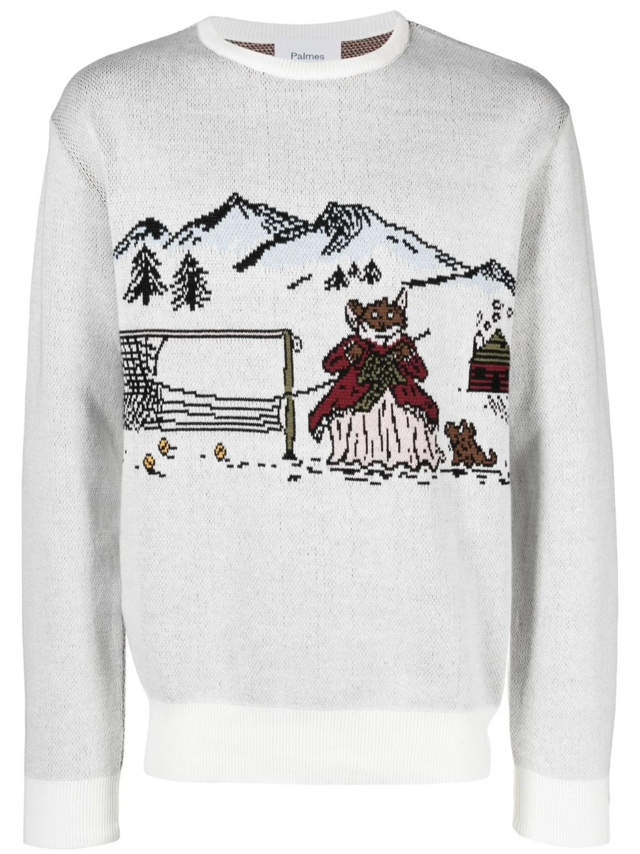 intarsia-knit crew neck jumper