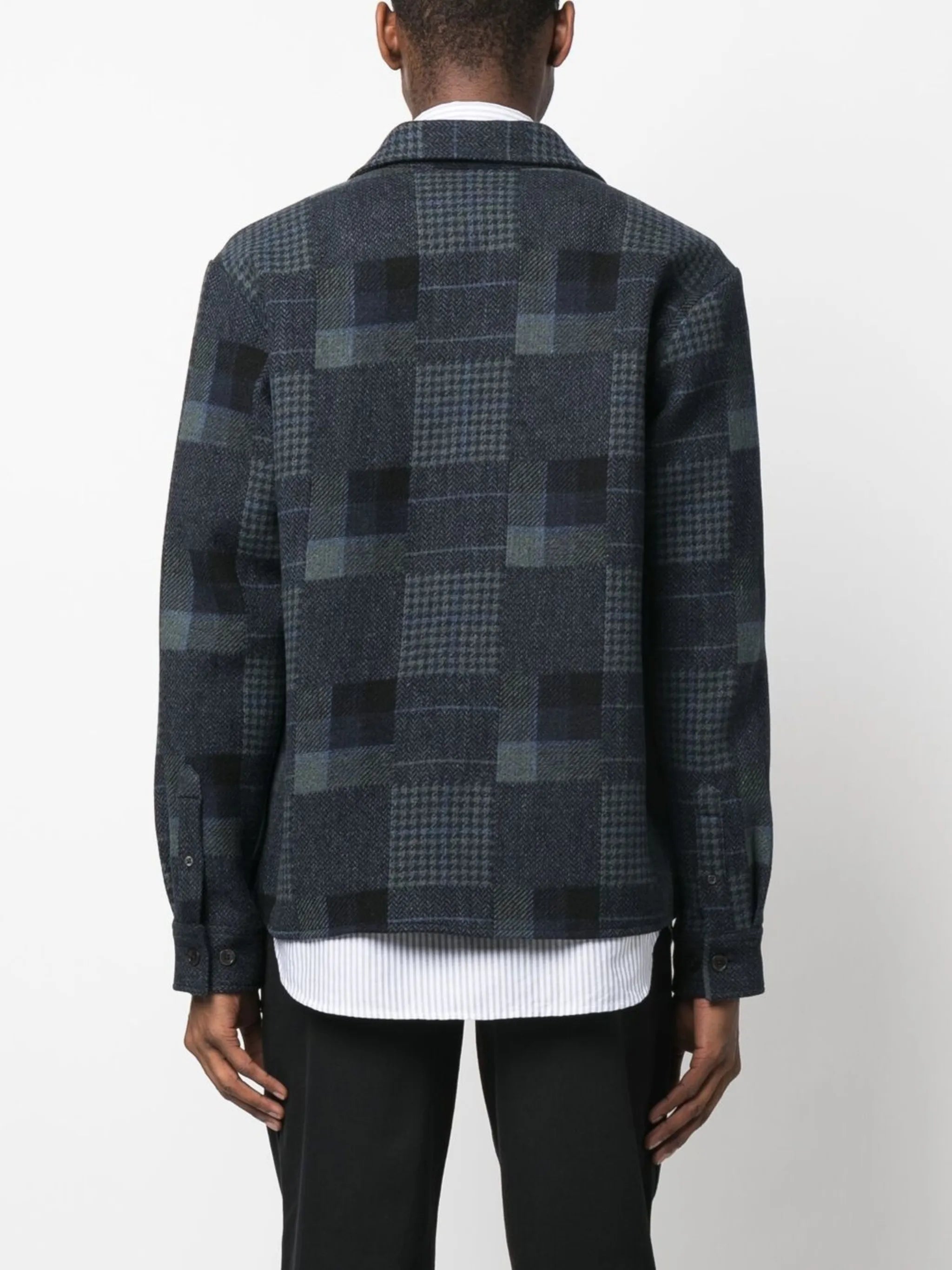 patchwork-print shirt jacket