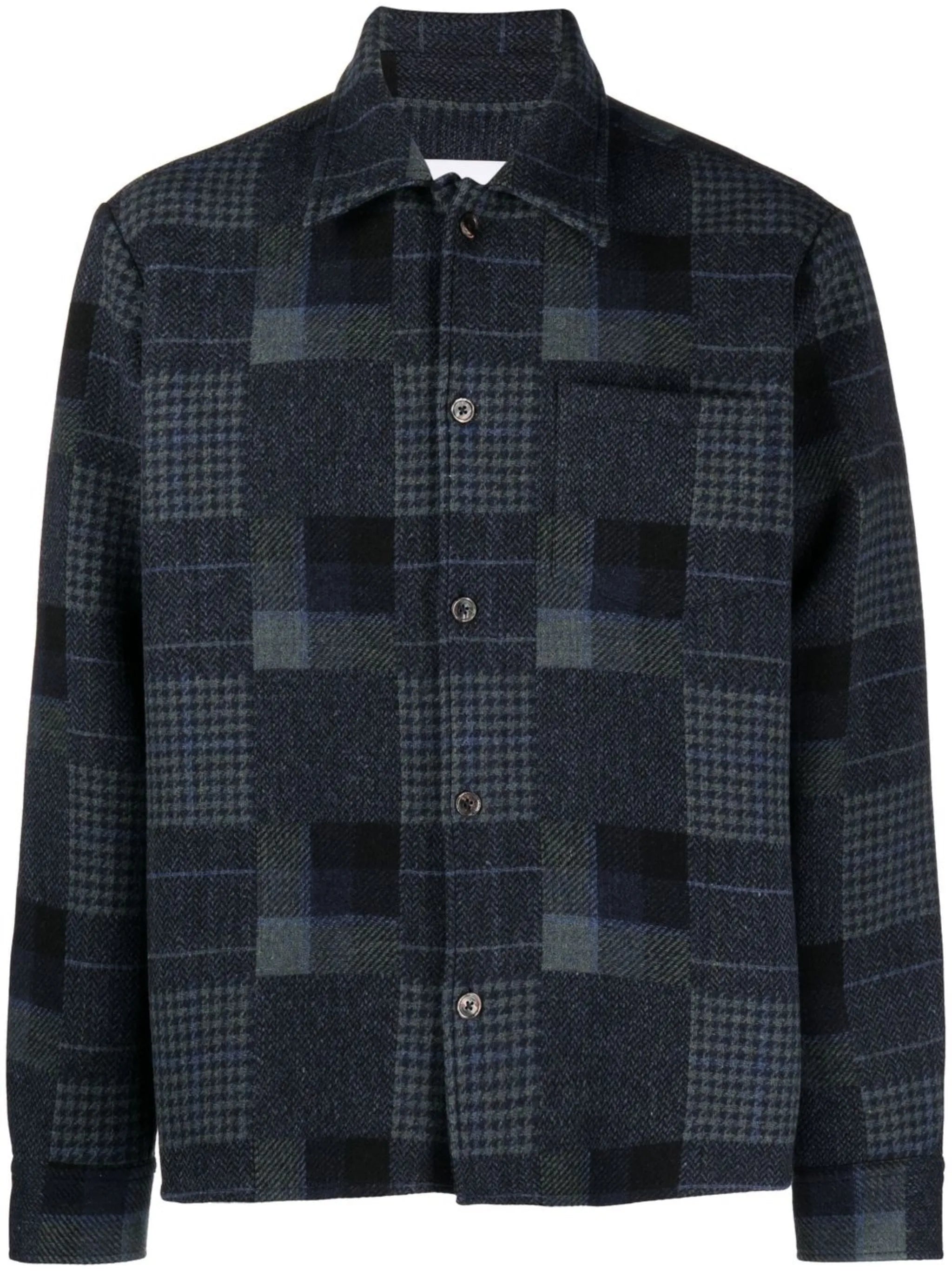 patchwork-print shirt jacket