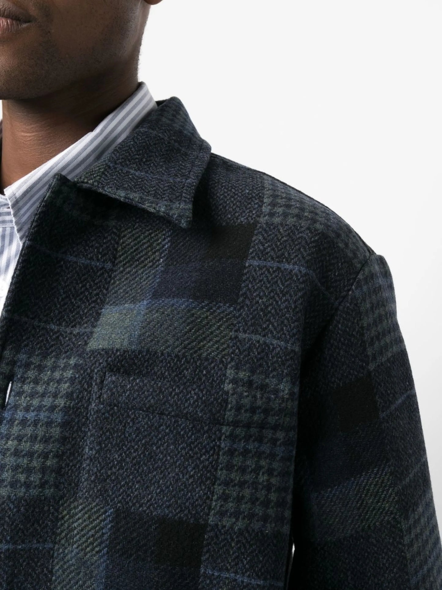 patchwork-print shirt jacket
