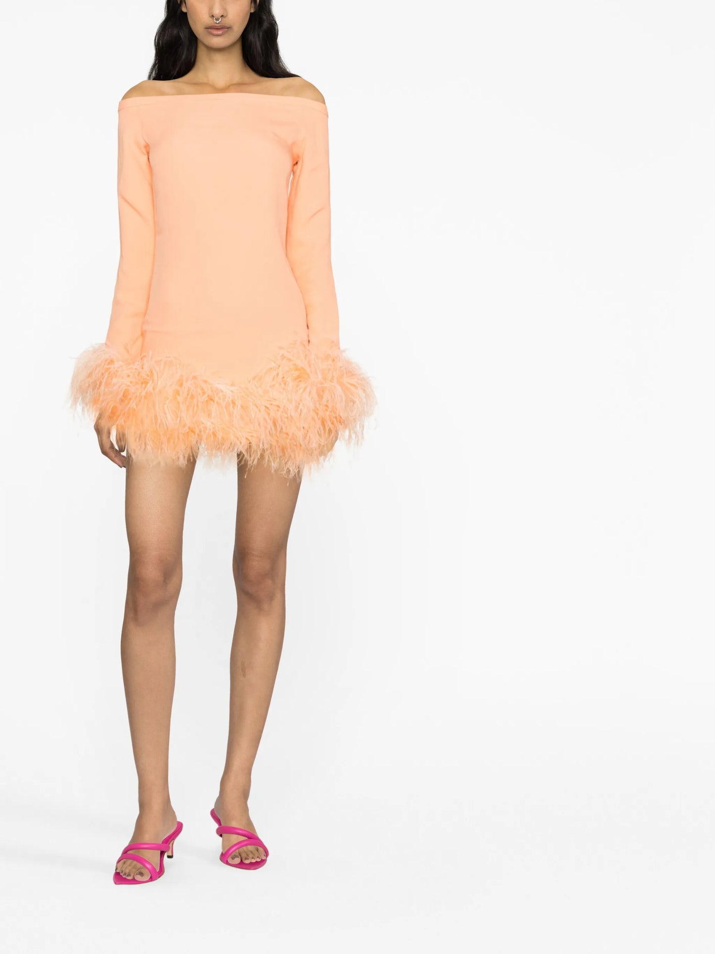 Kika feather-trimmed minidress