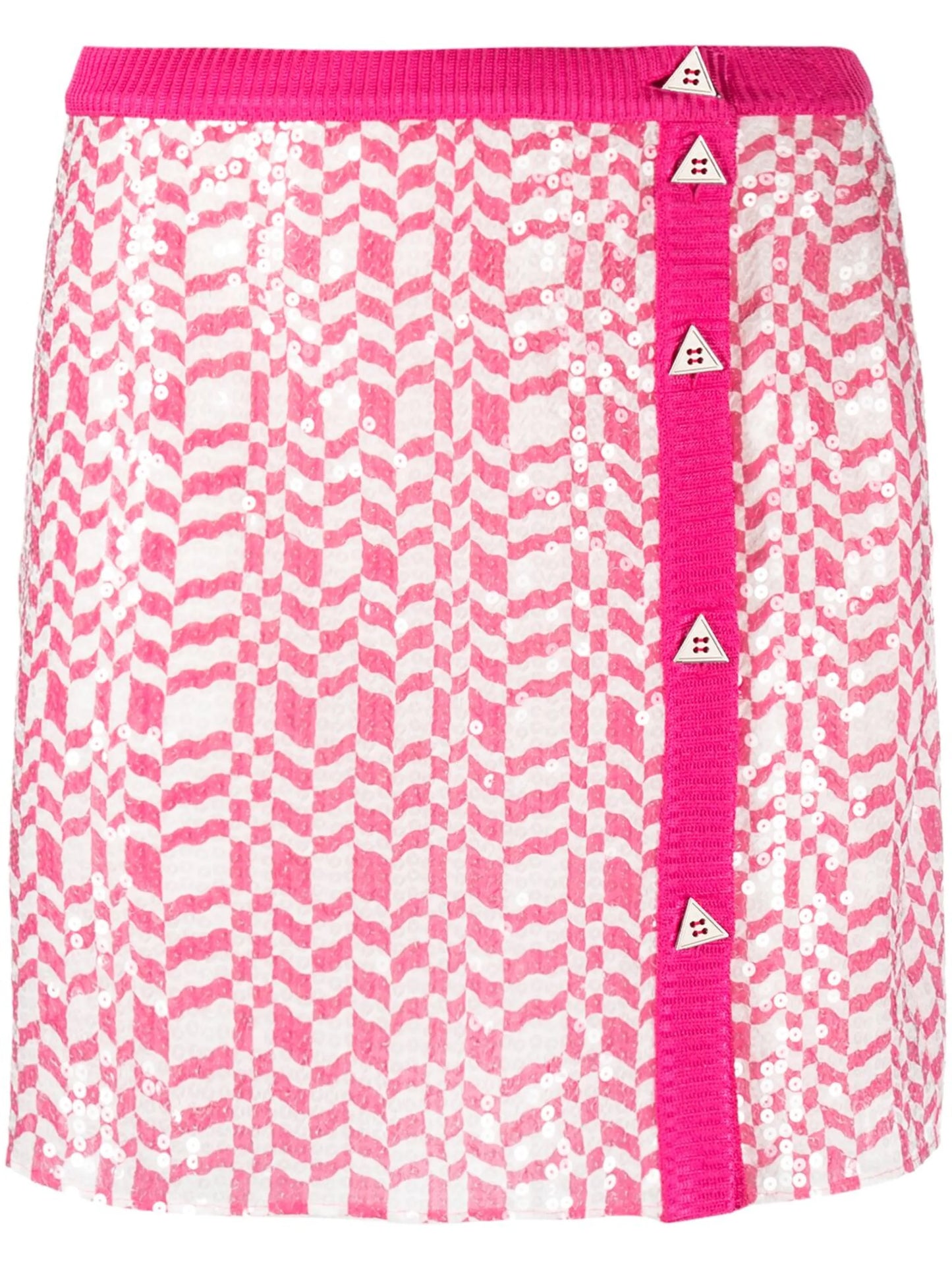 sequinned geometric-print silk miniskirt