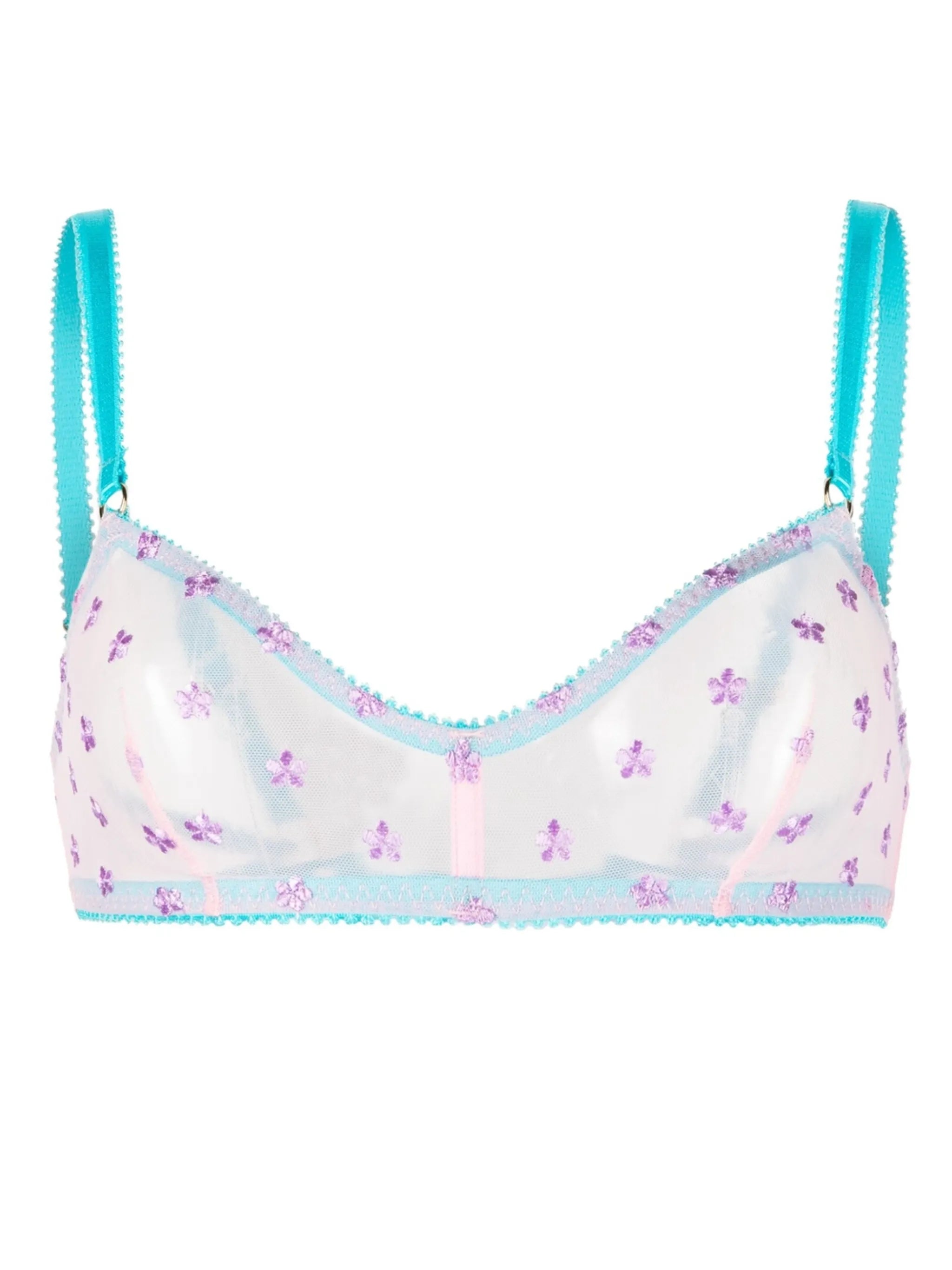 Beth floral-embroidered tulle bra