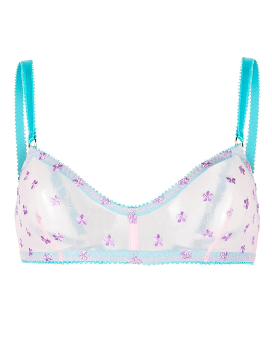 Beth floral-embroidered tulle bra