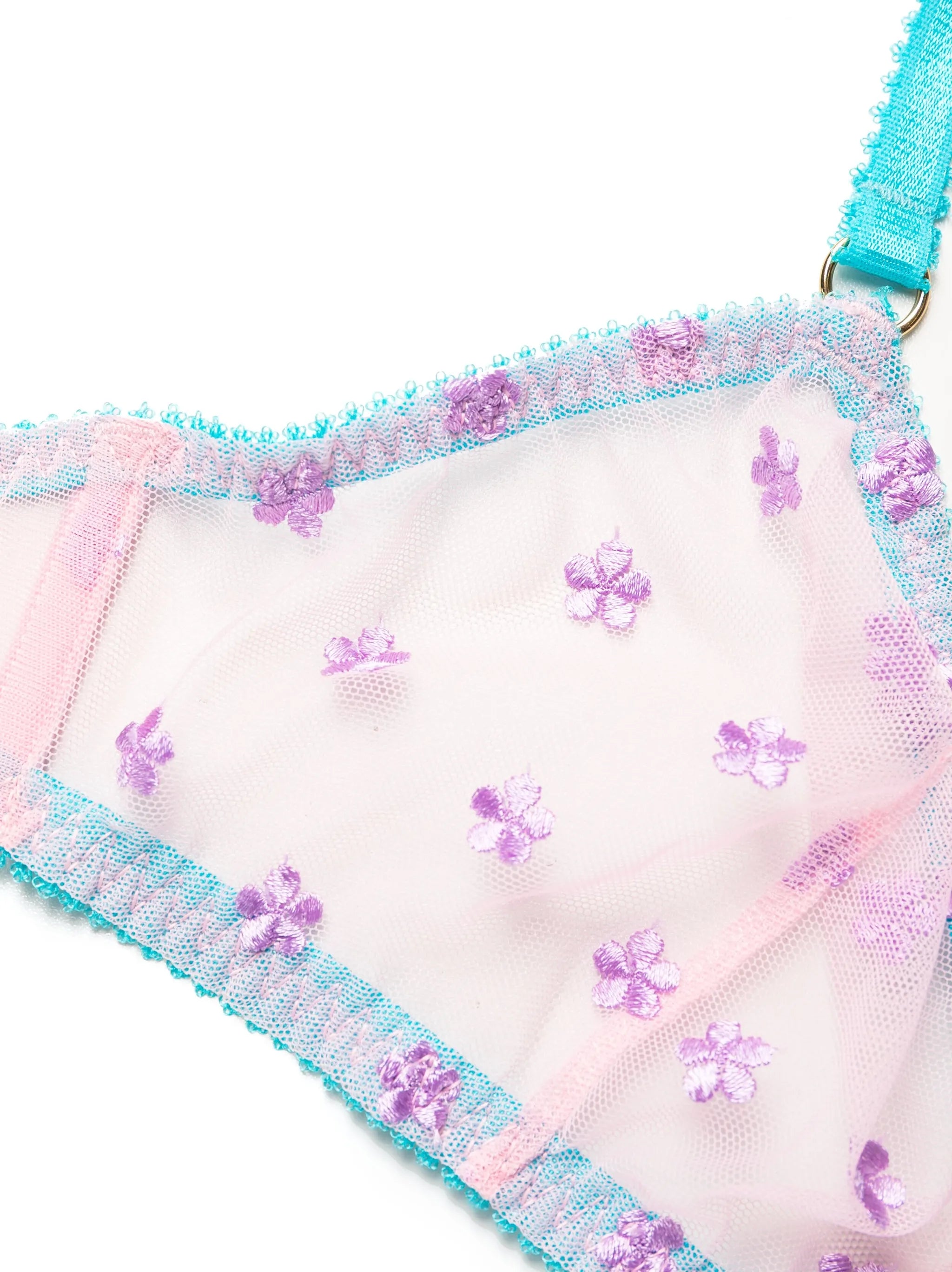 Beth floral-embroidered tulle bra
