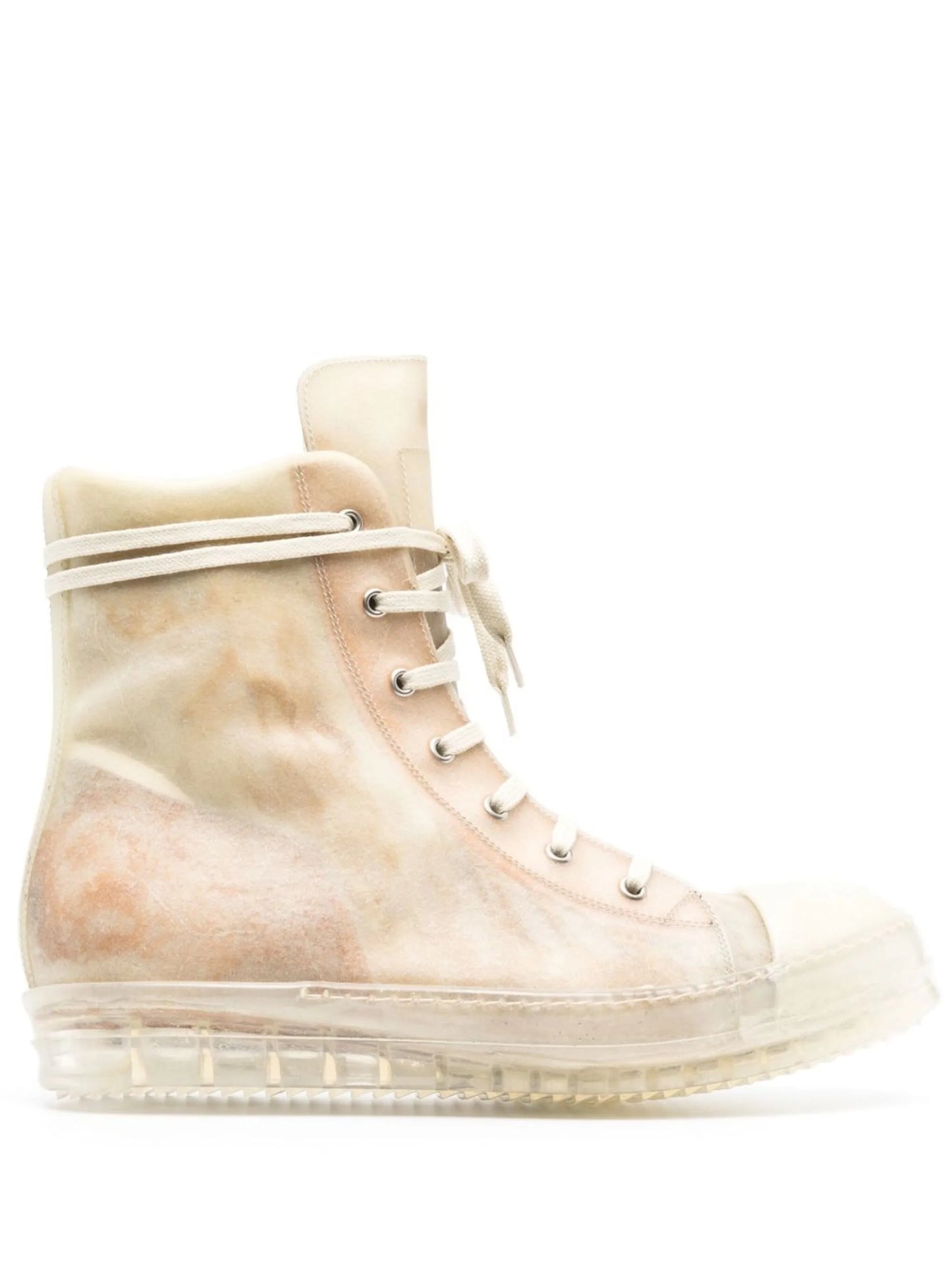 Beige Distressed Effect Lace Up Sneakers