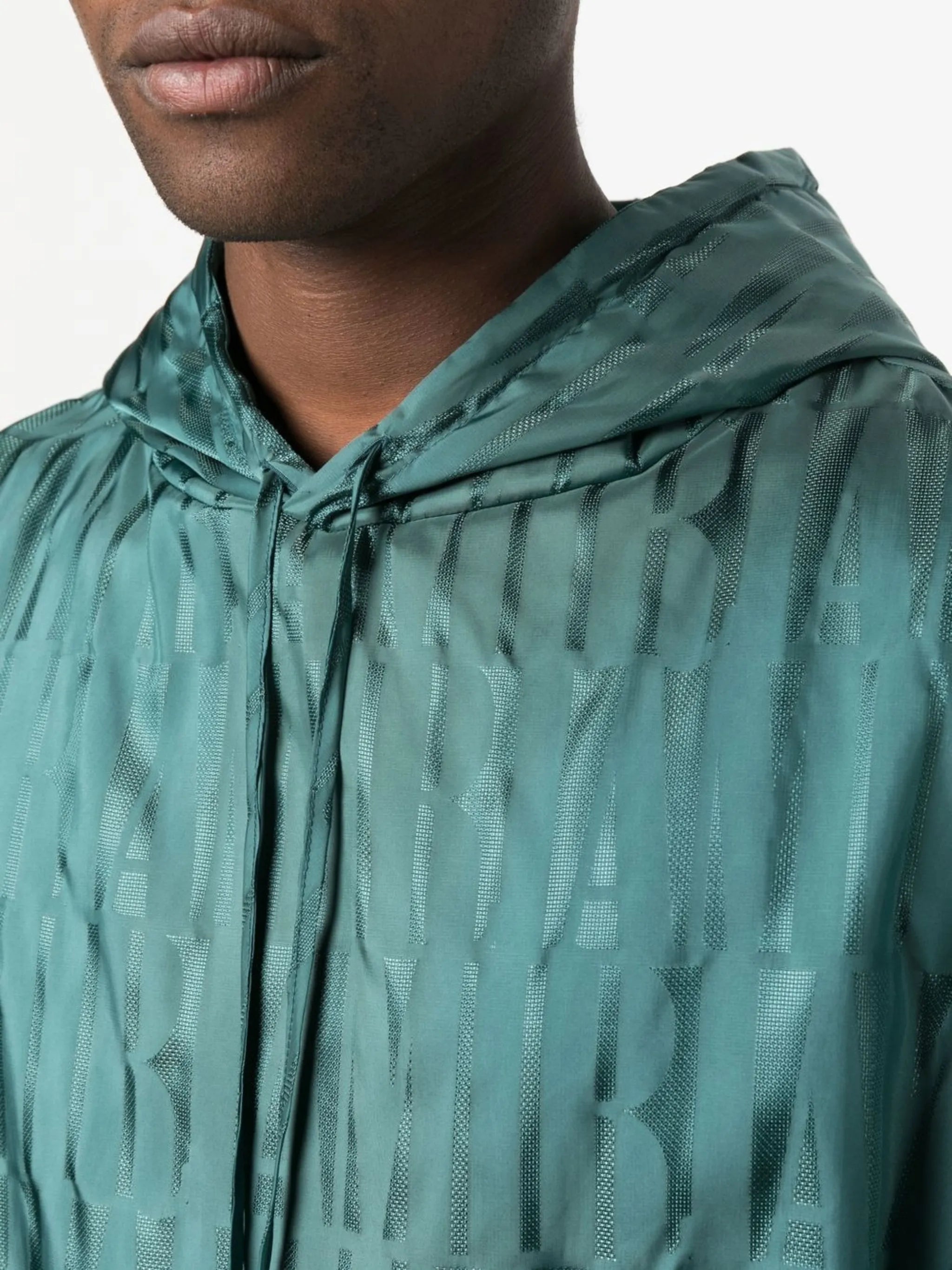 logo-jacquard drawstring hoodie