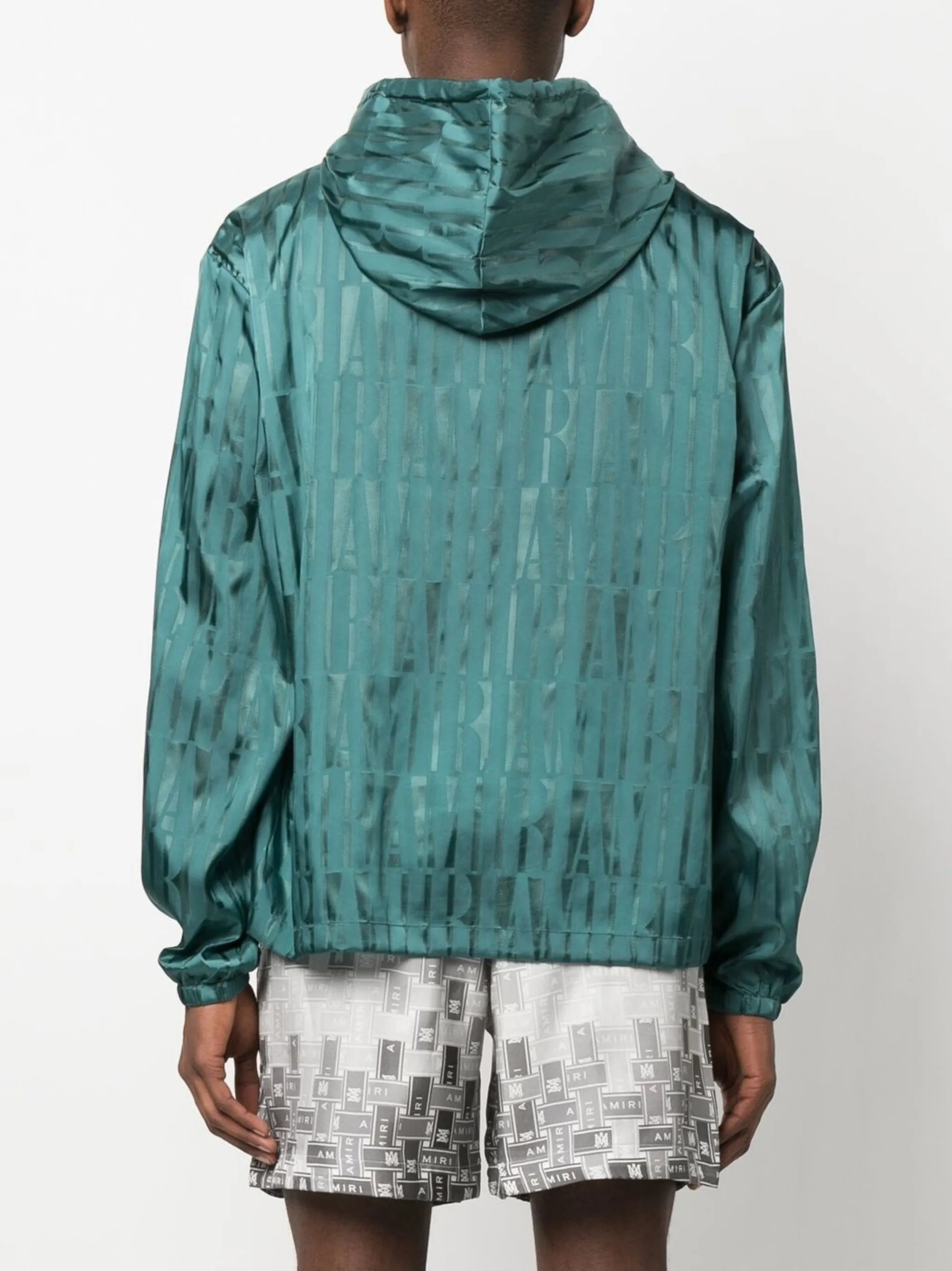 logo-jacquard drawstring hoodie