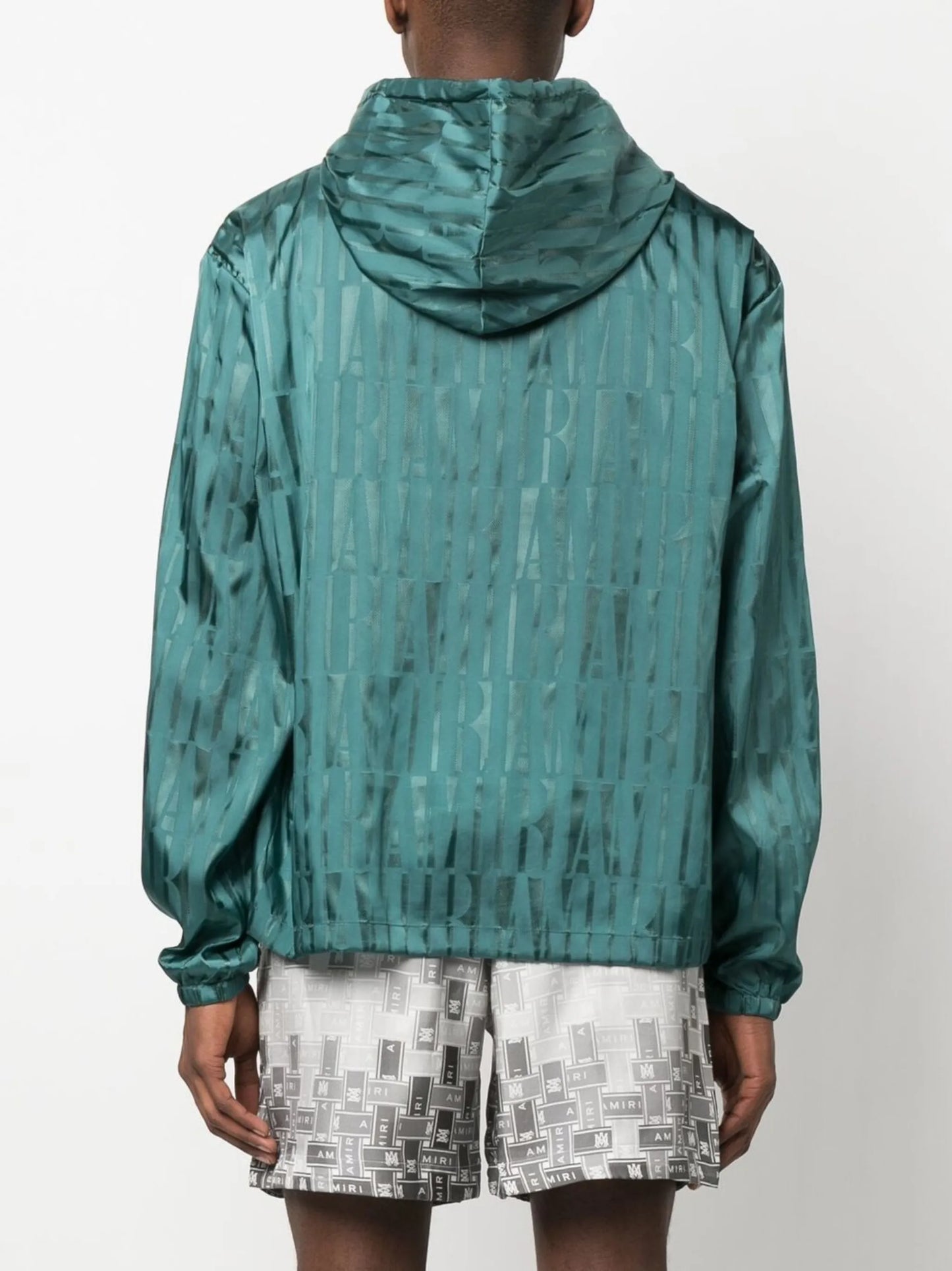 logo-jacquard drawstring hoodie