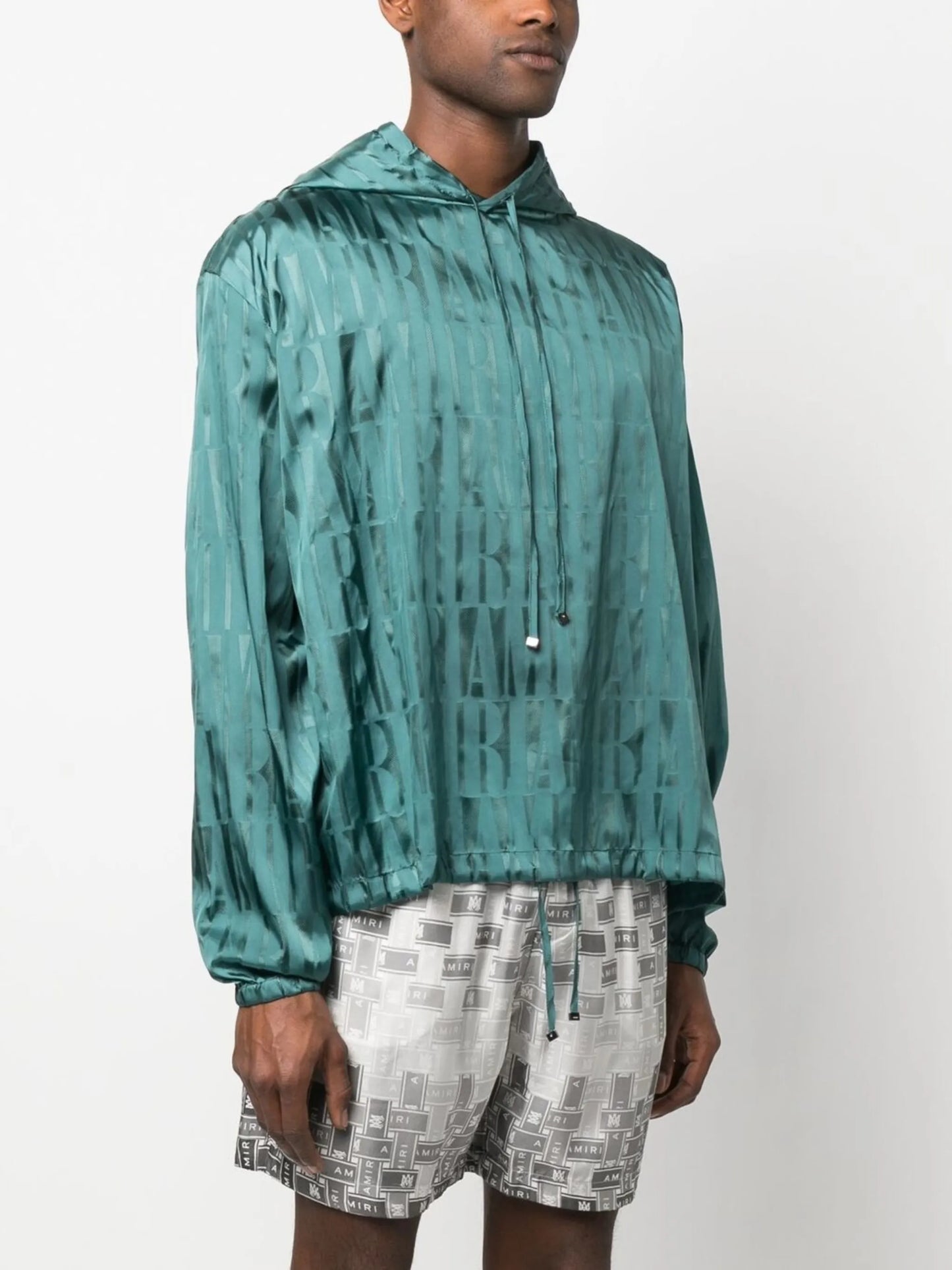 logo-jacquard drawstring hoodie