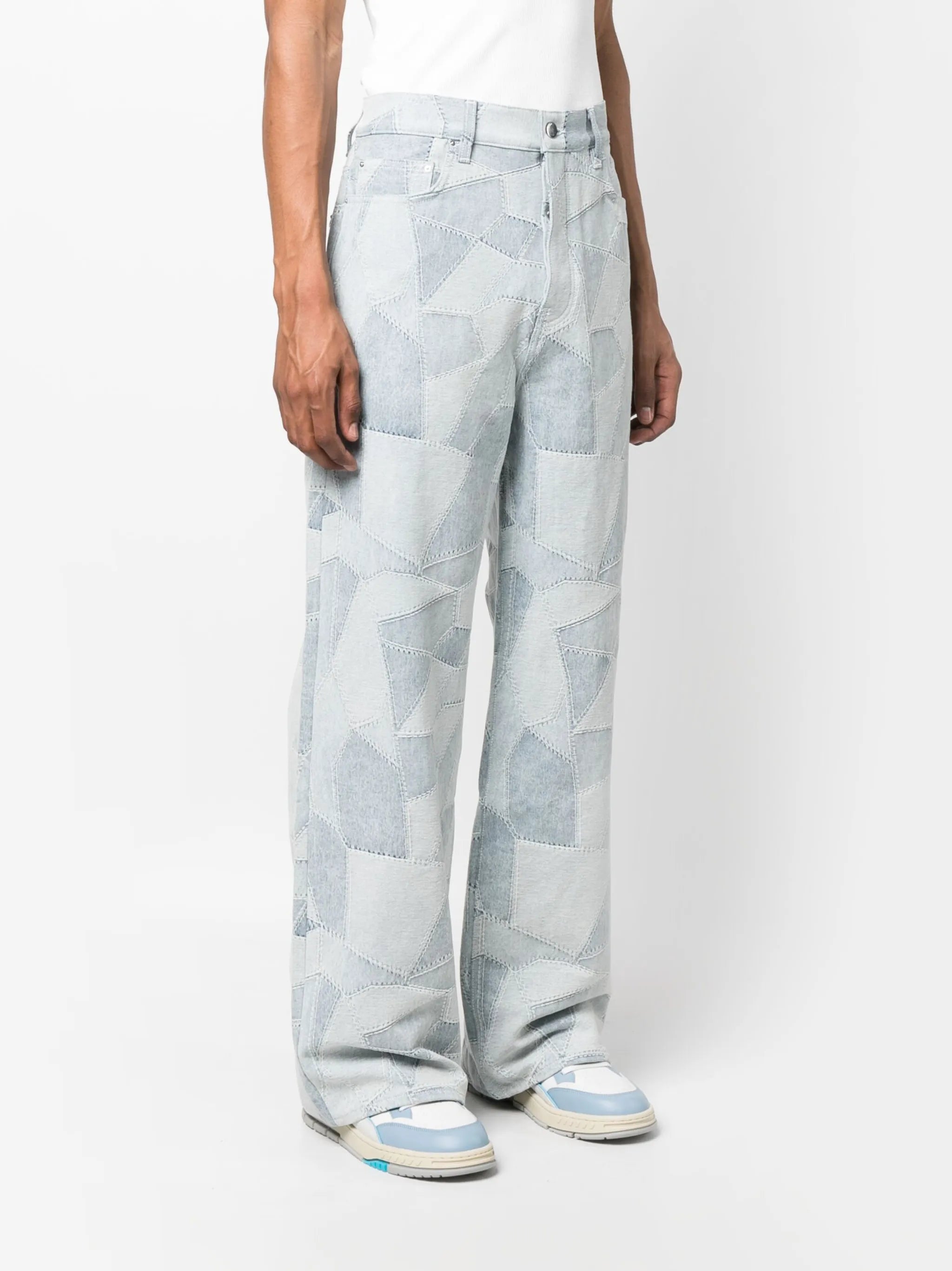 patchwork wide-leg jeans