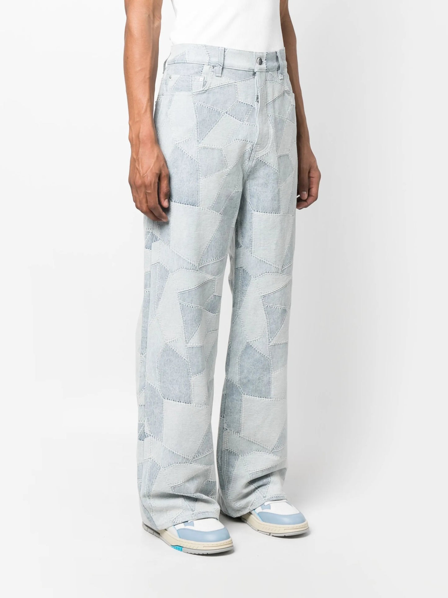 patchwork wide-leg jeans