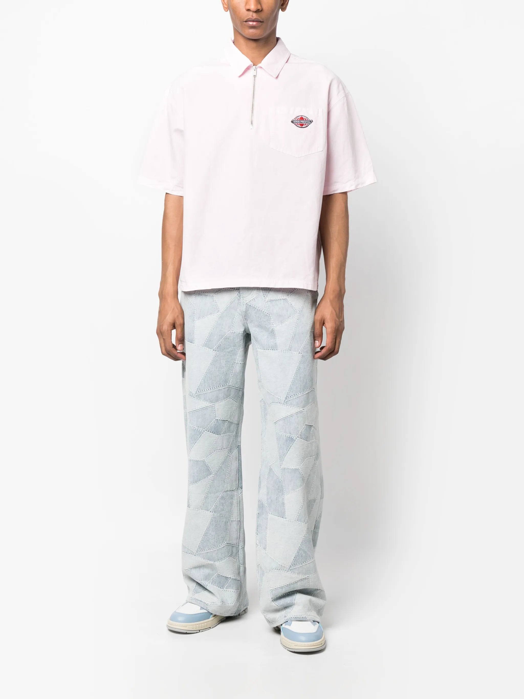patchwork wide-leg jeans