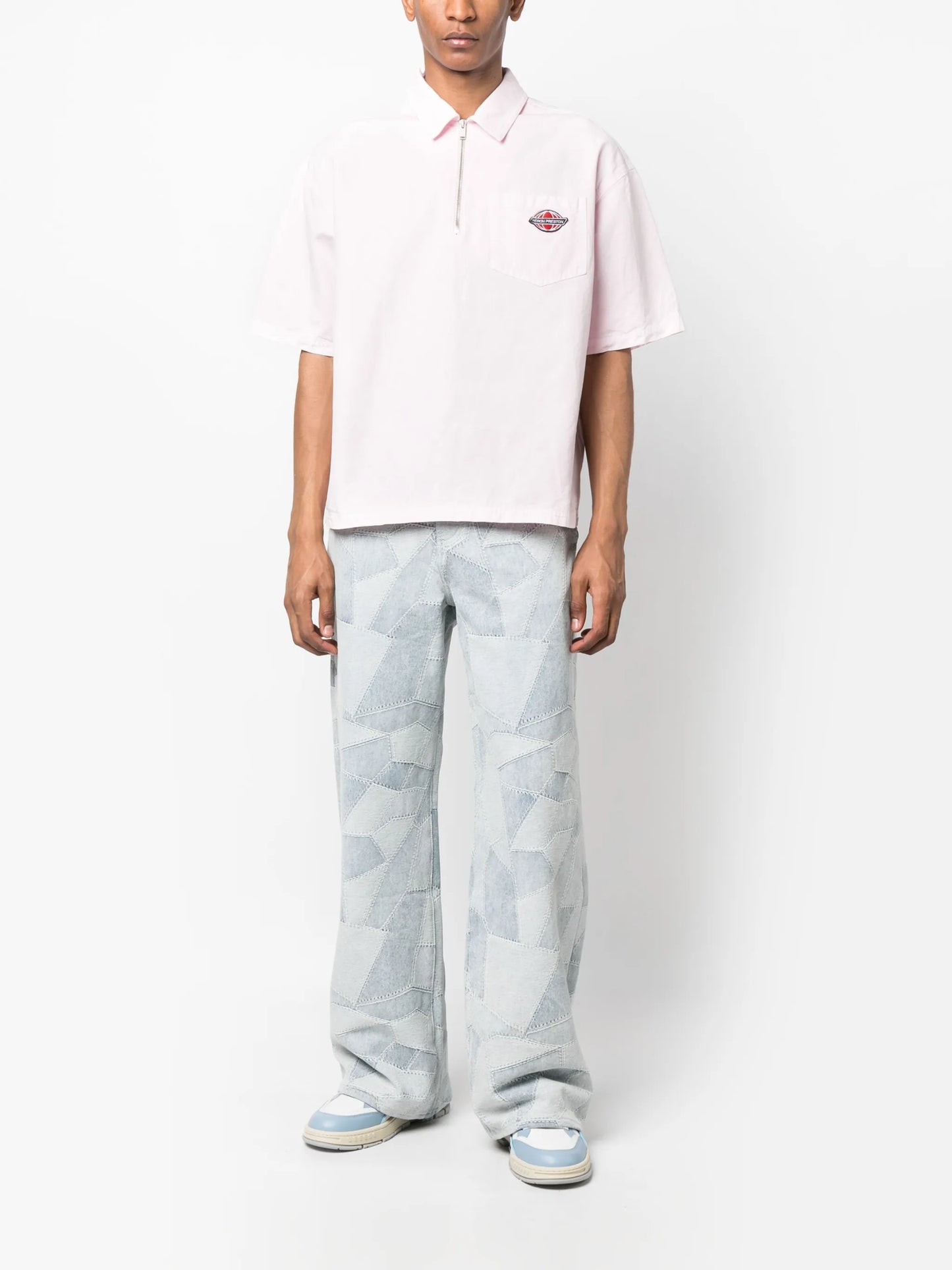 patchwork wide-leg jeans