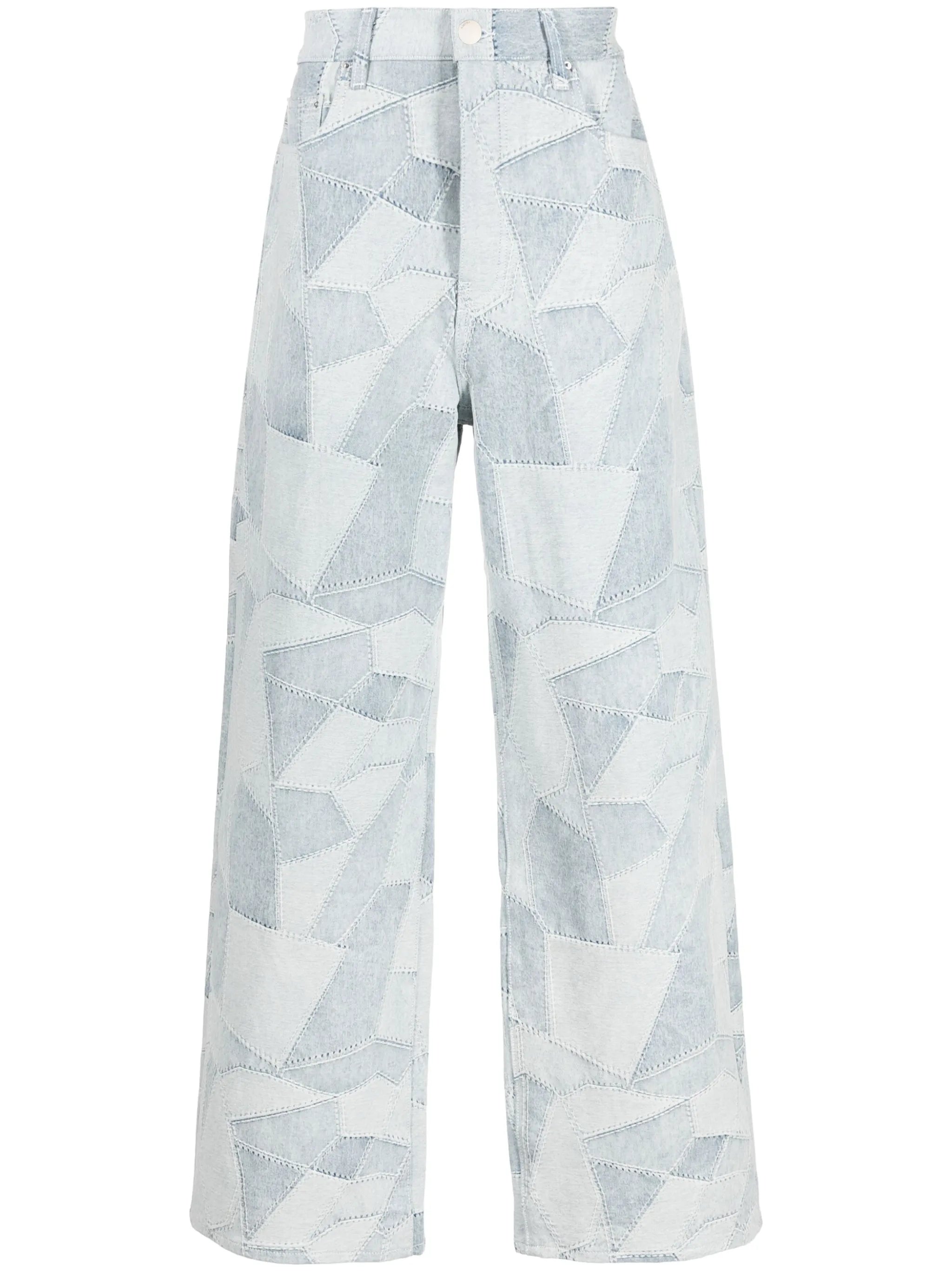 patchwork wide-leg jeans