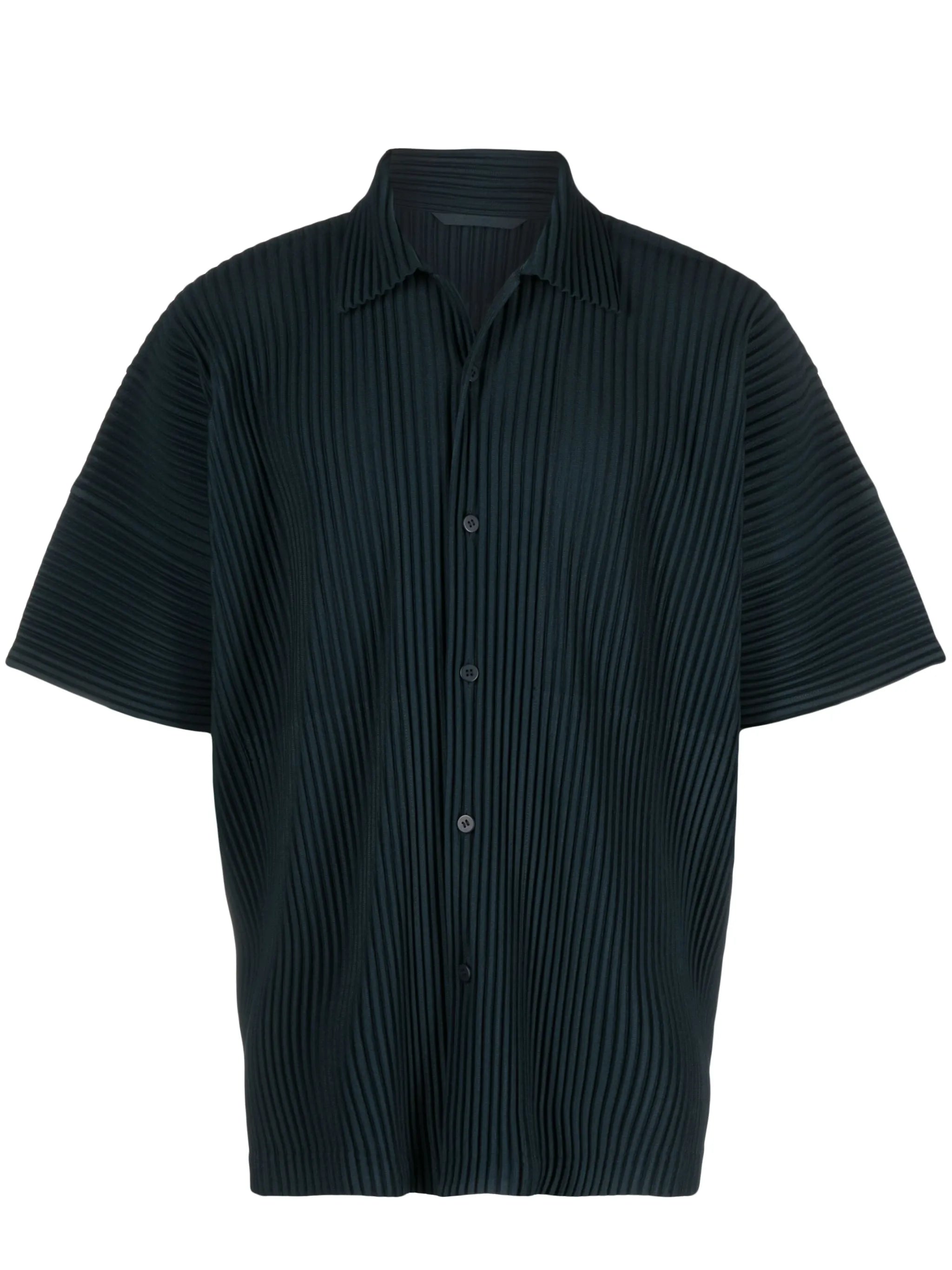 micro-pleated short-sleeved shirt