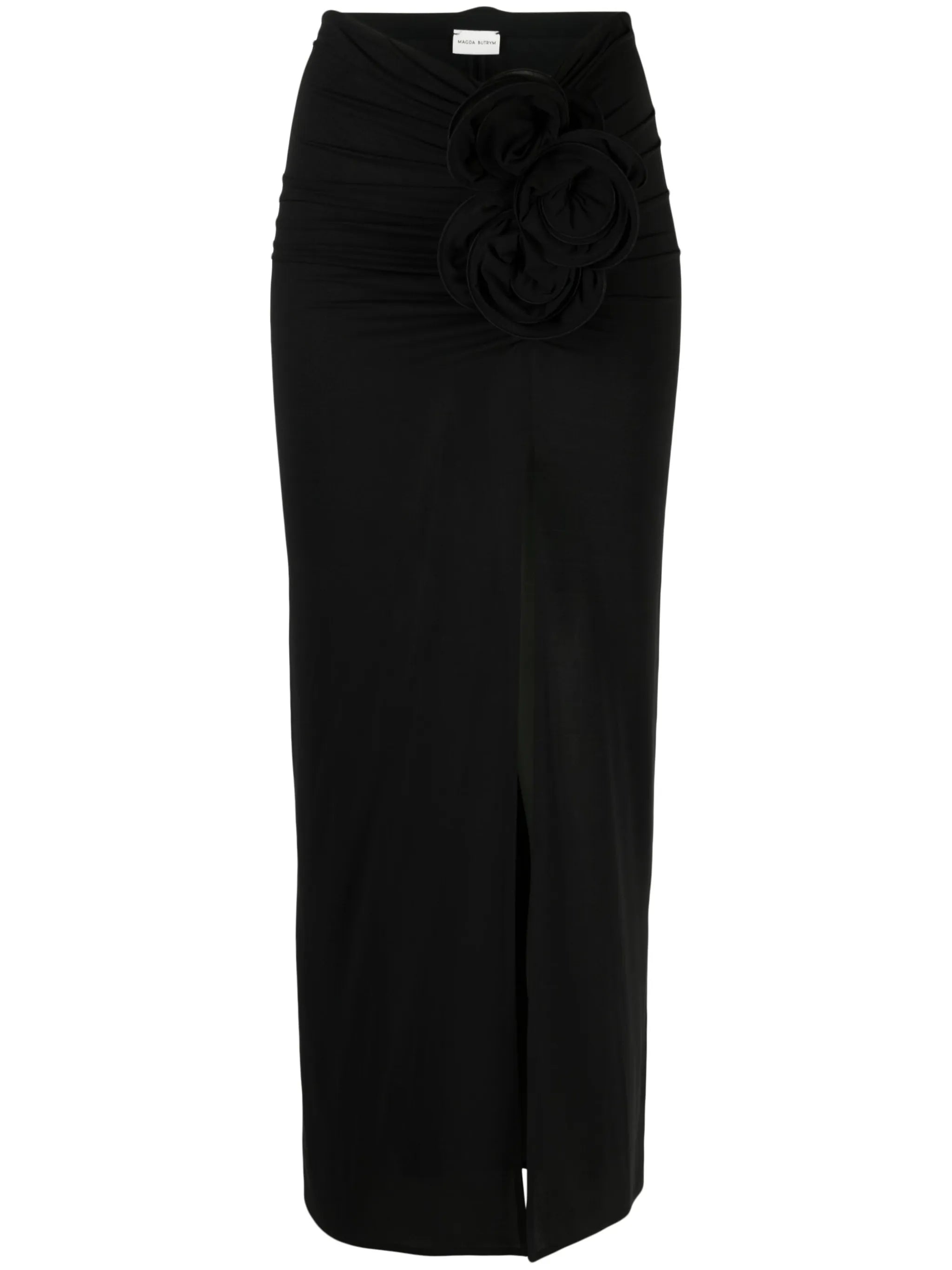 floral-detail wrap midi skirt
