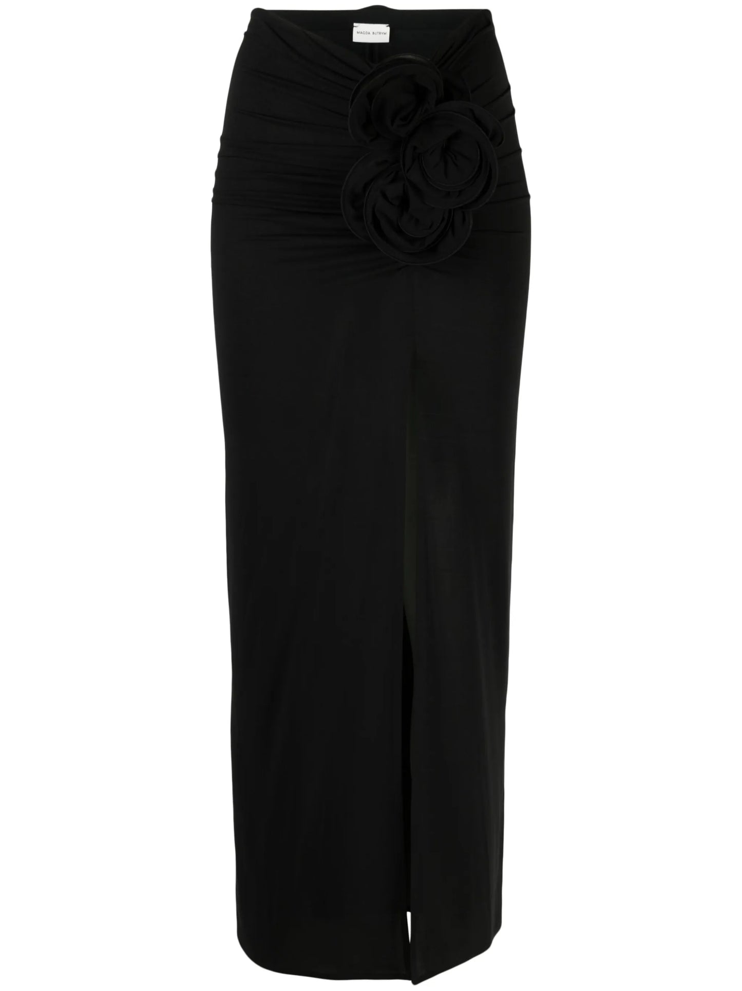 floral-detail wrap midi skirt