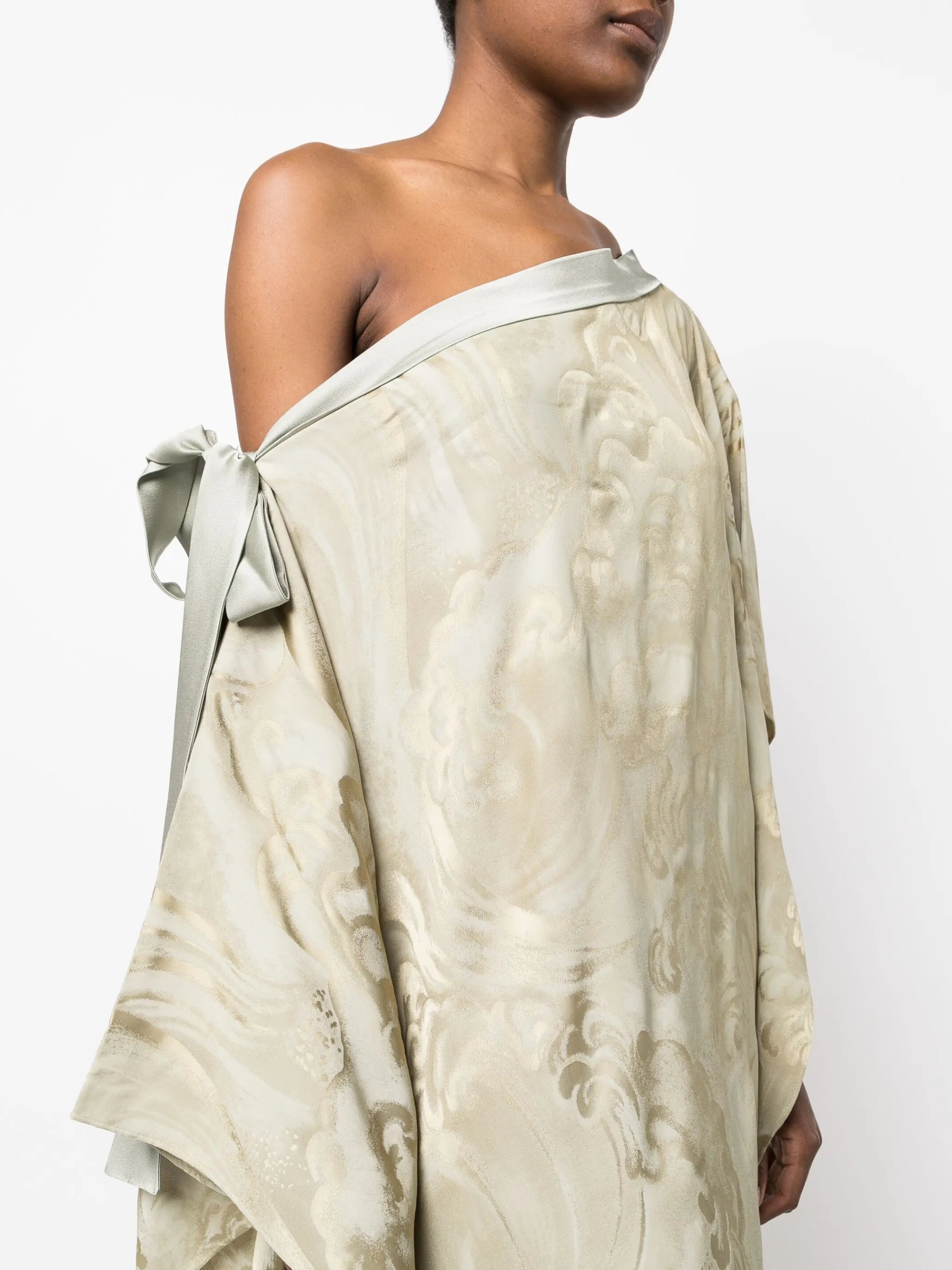 Aarons jacquard asymmetric gown