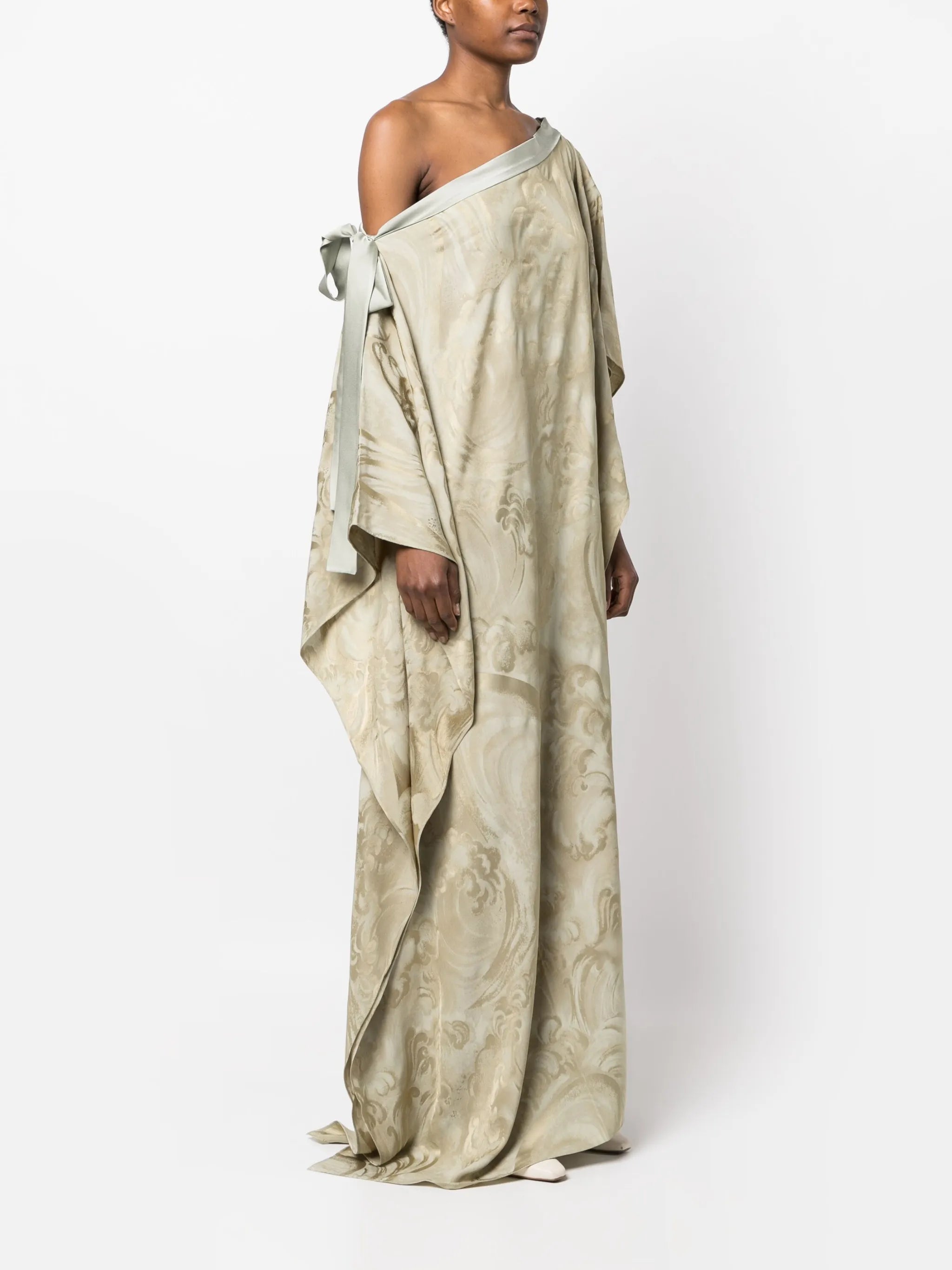 Aarons jacquard asymmetric gown
