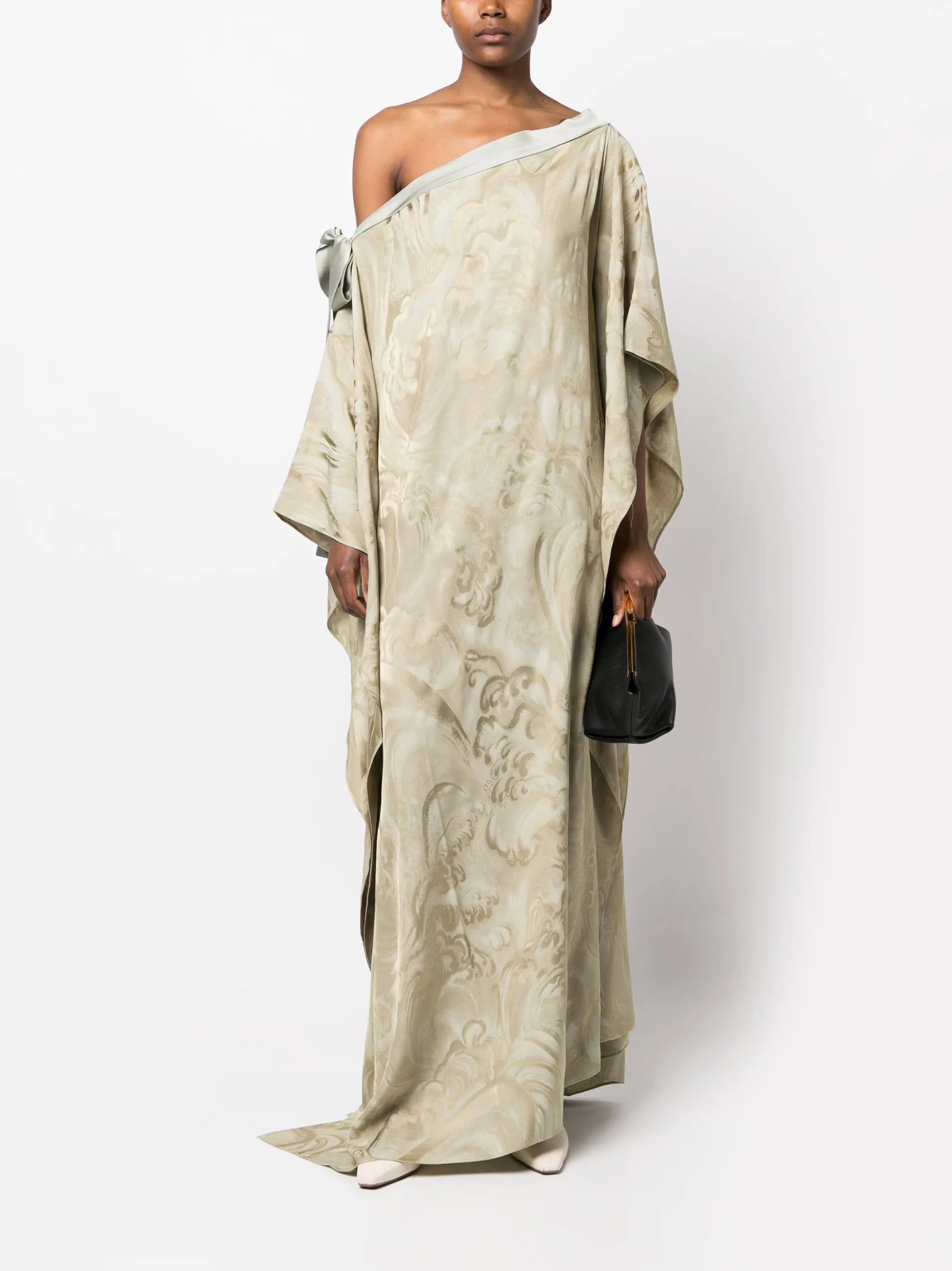 Aarons jacquard asymmetric gown