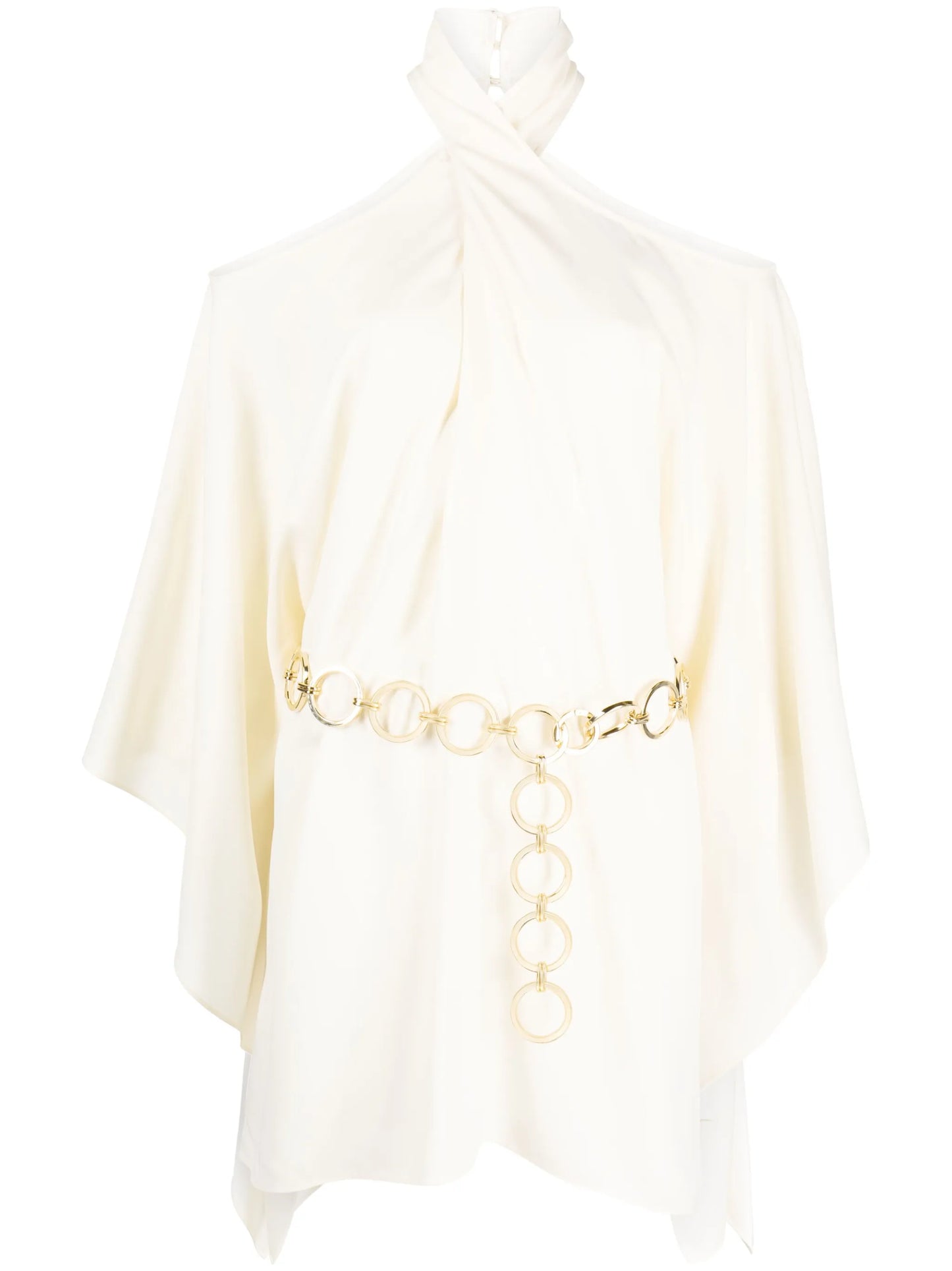 halterneck belted-waist mini dress