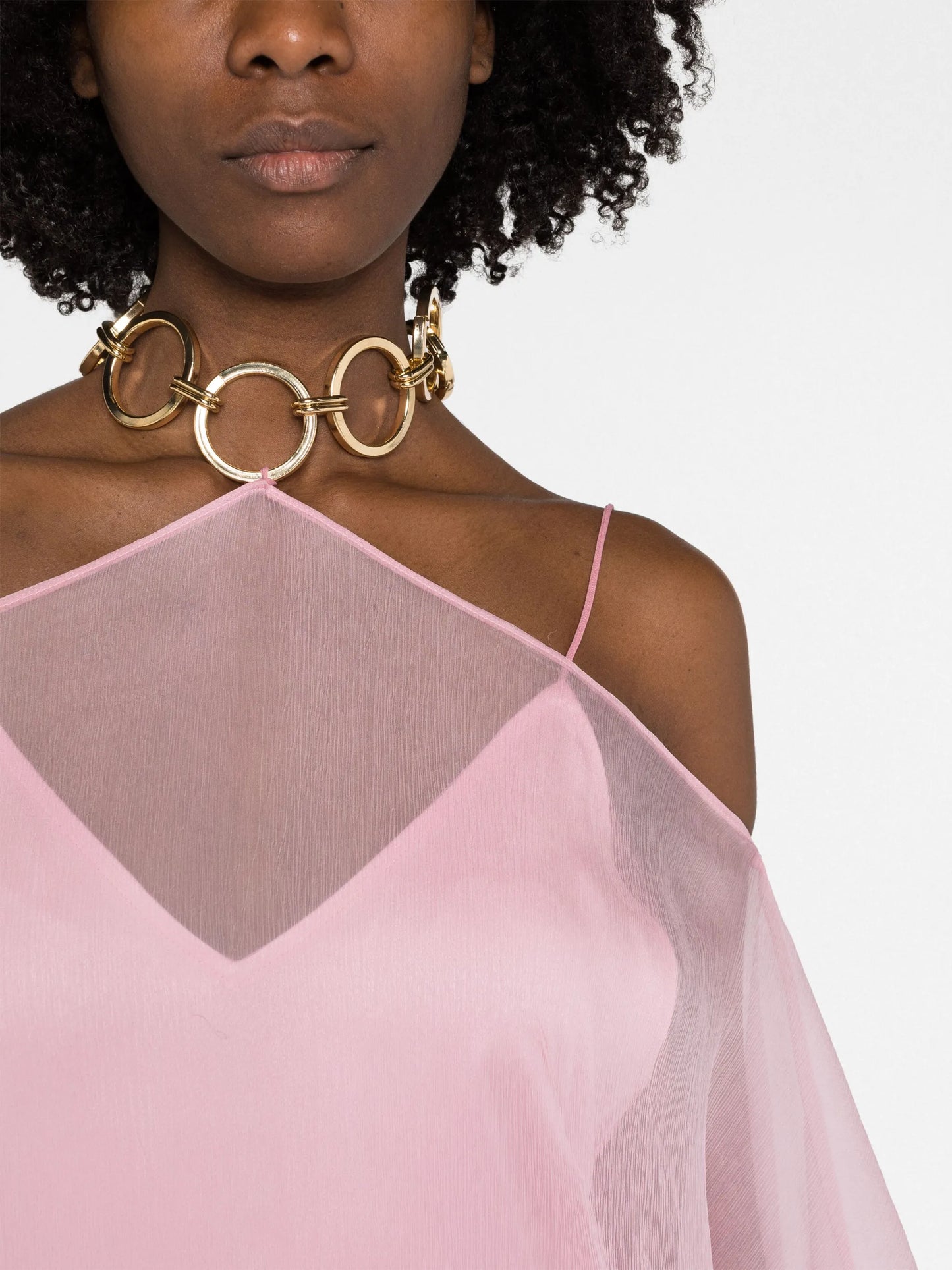 Spirito layered halterneck silk maxi gown