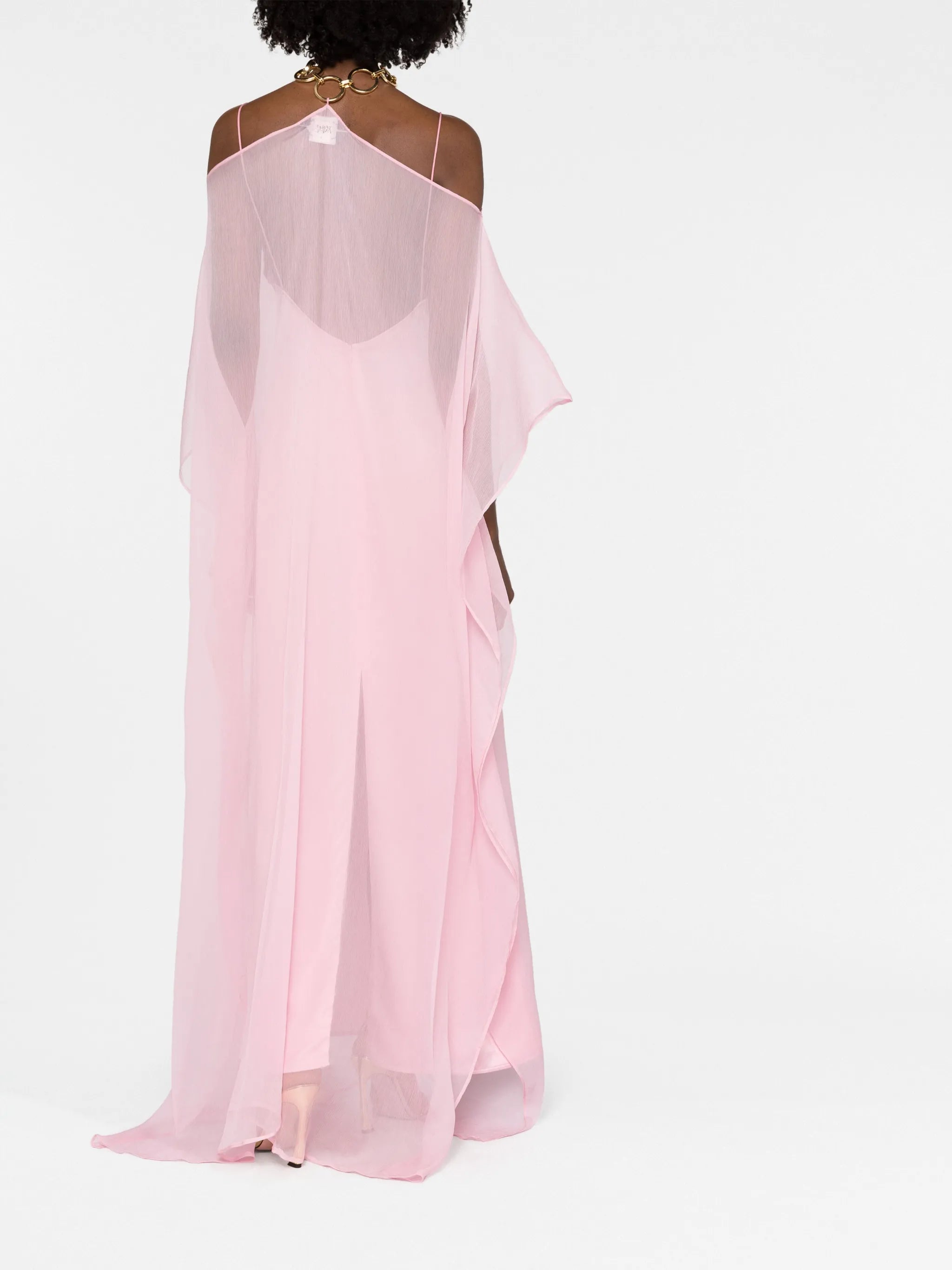 Spirito layered halterneck silk maxi gown