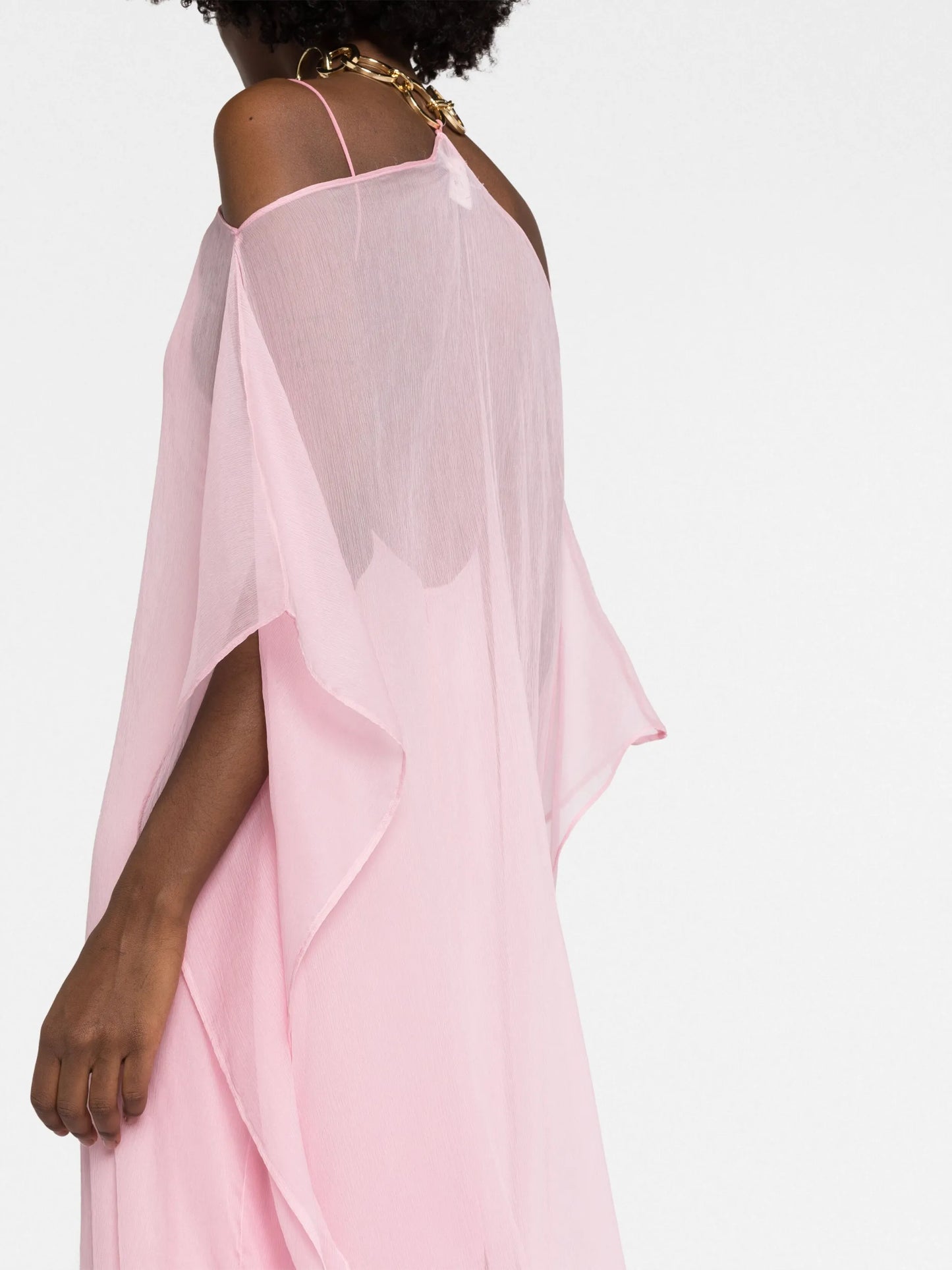Spirito layered halterneck silk maxi gown