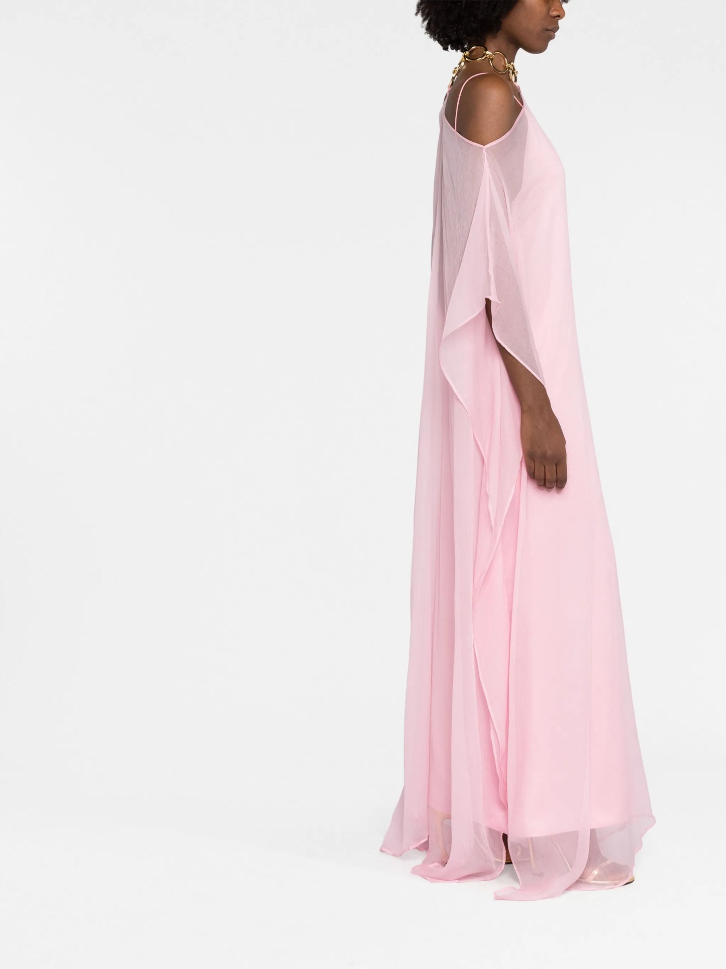 Spirito layered halterneck silk maxi gown