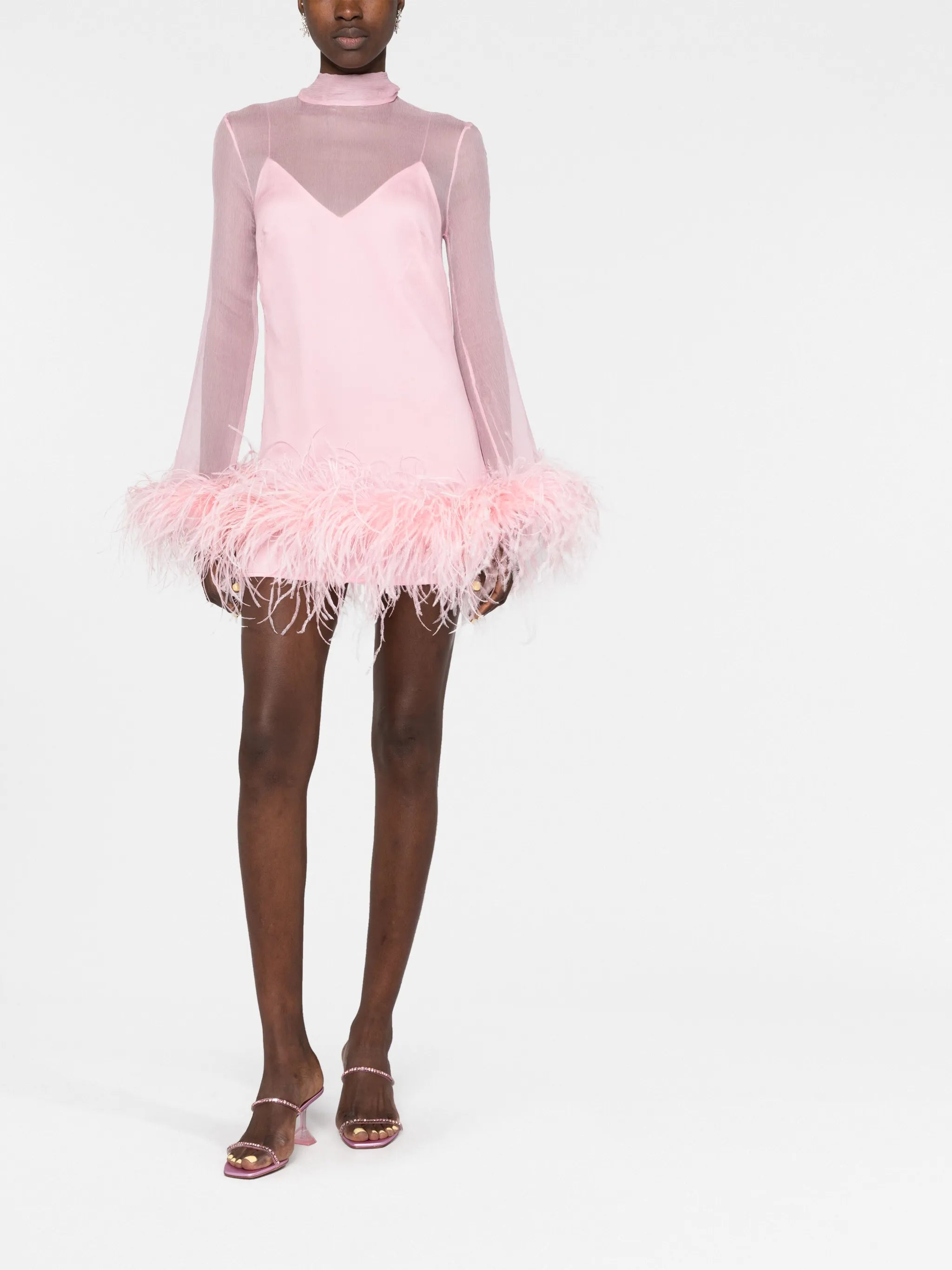 Gina feather-trim minidress
