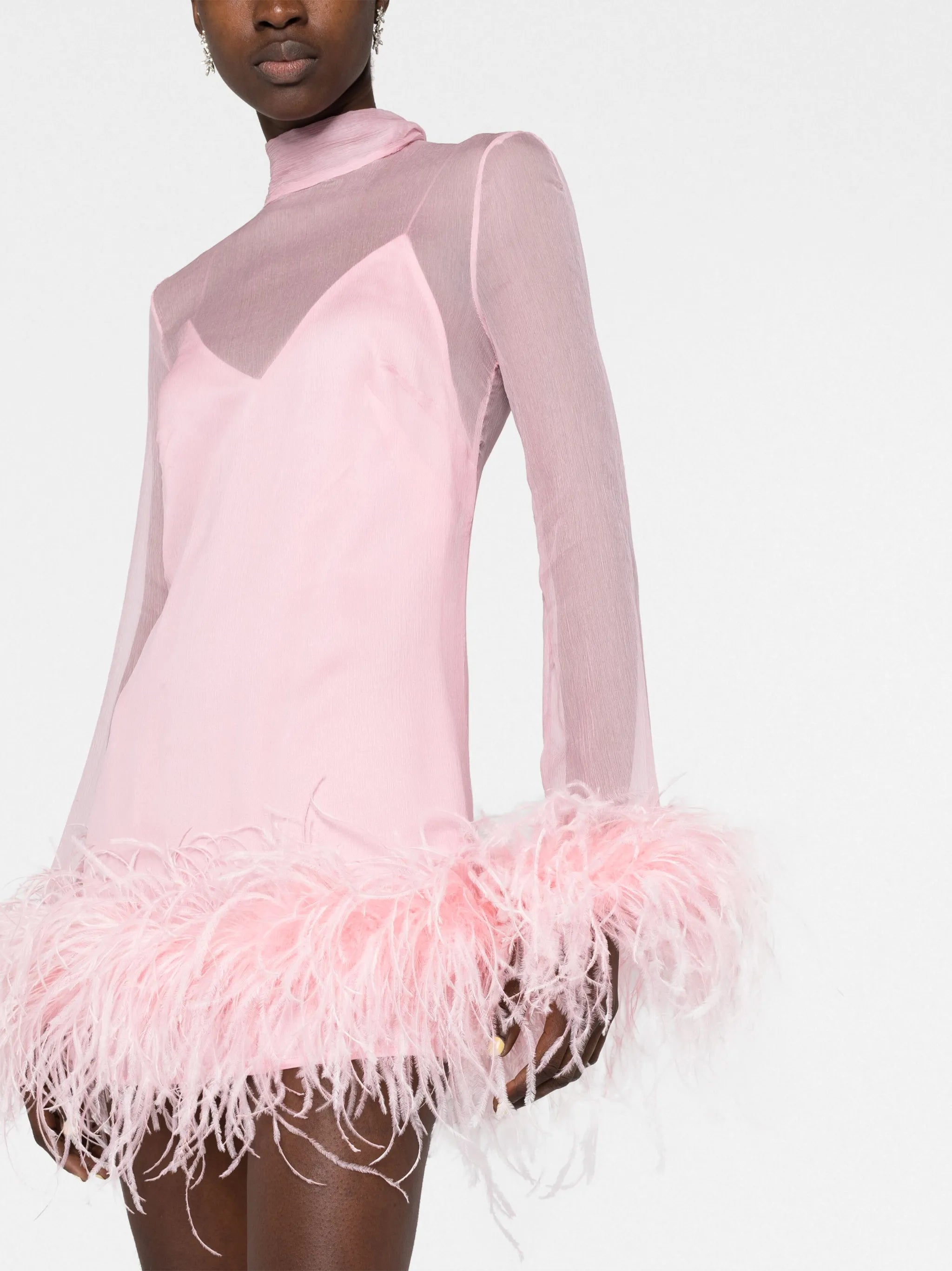 Gina feather-trim minidress