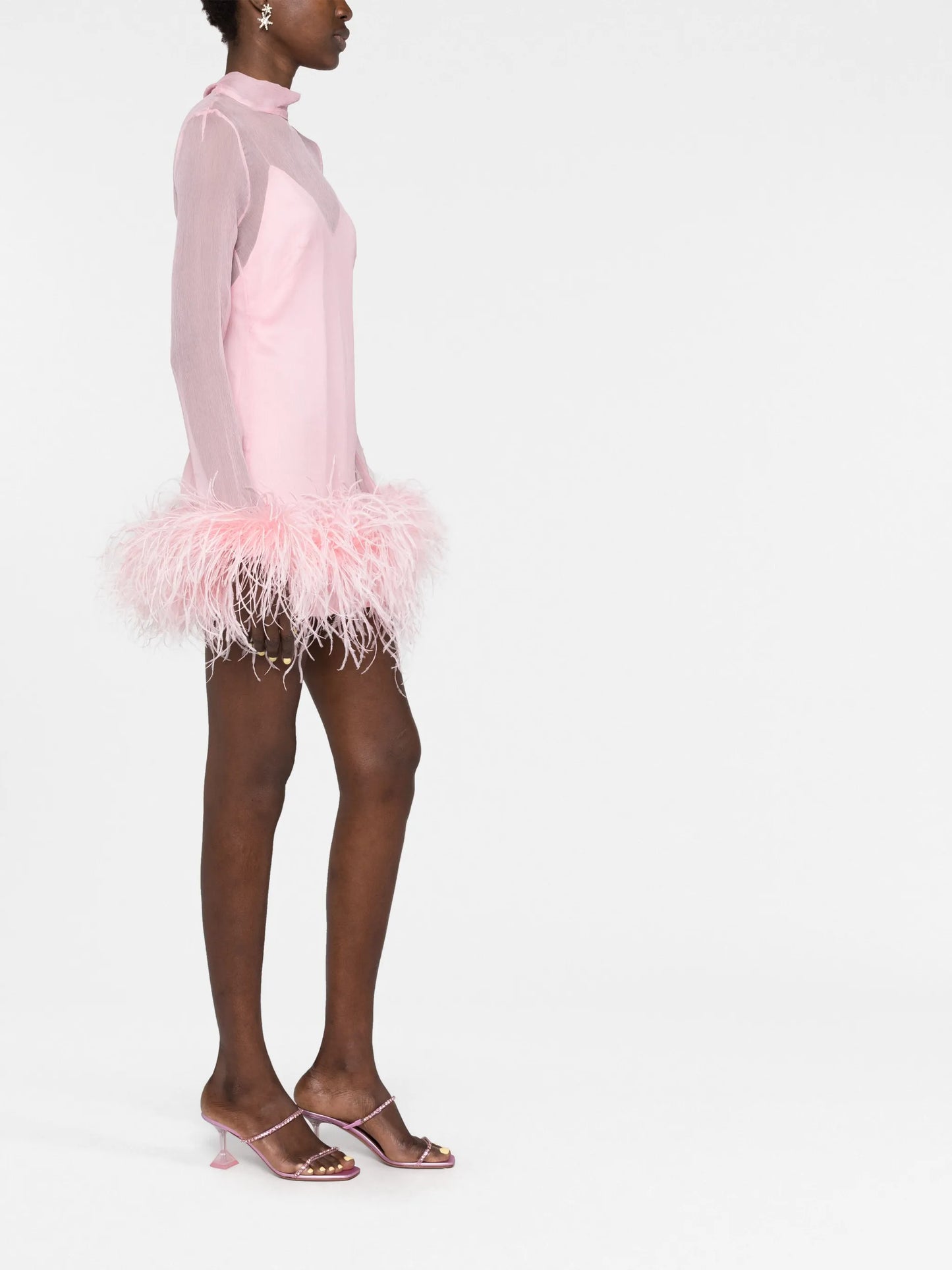 Gina feather-trim minidress