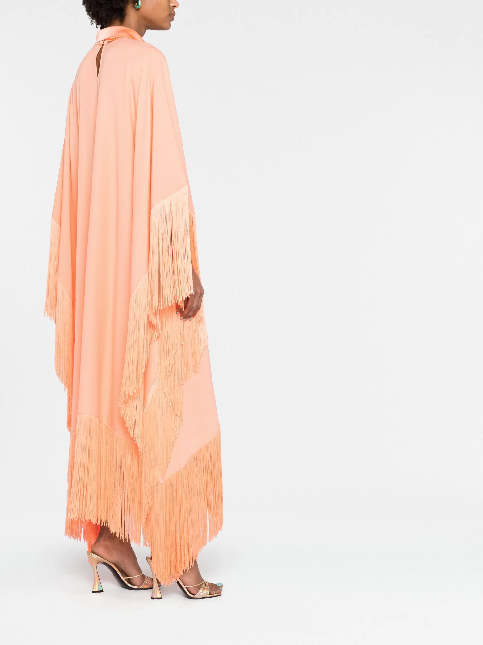 Mrs Ross fringed crepe kaftan dress
