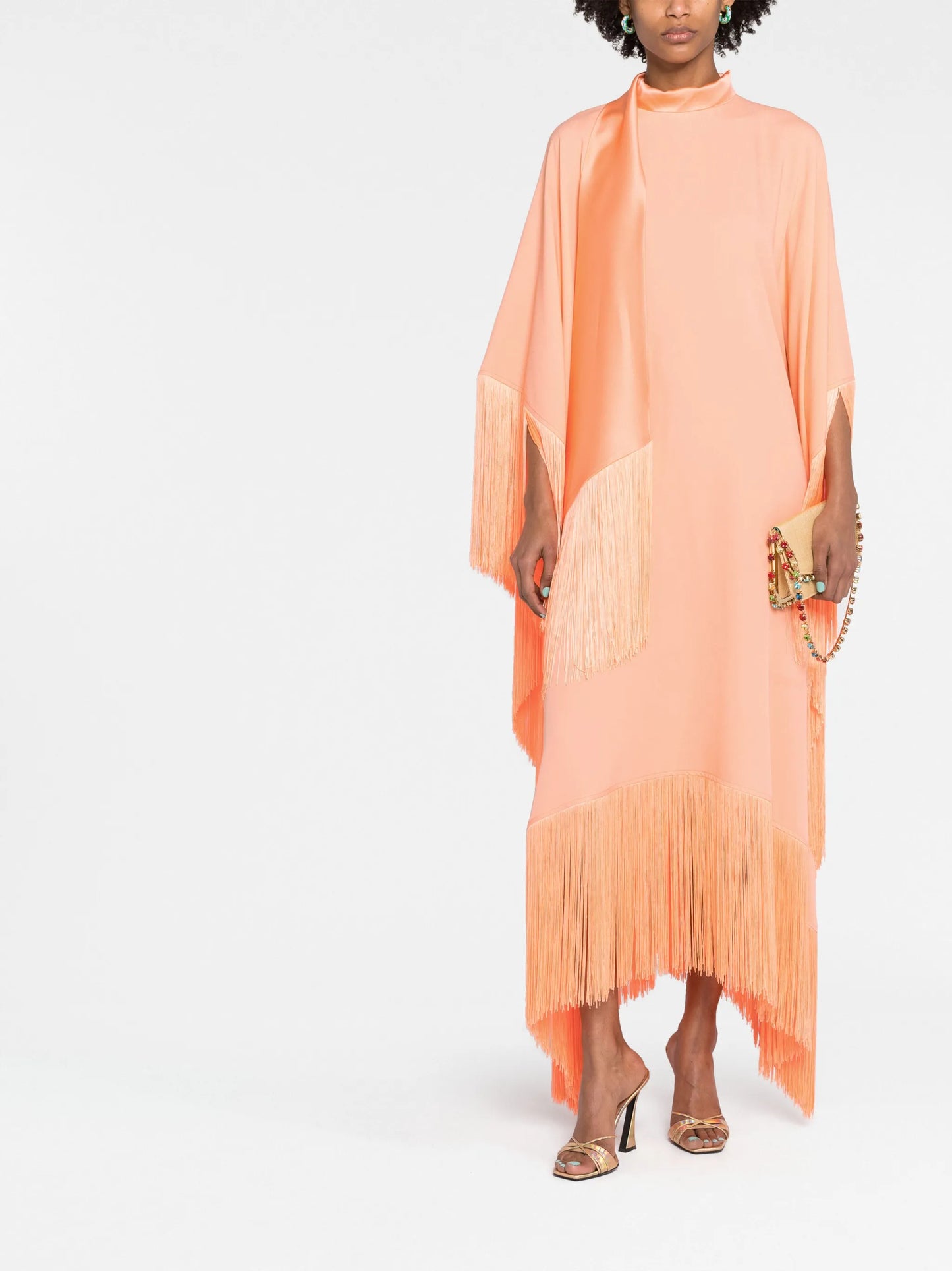 Mrs Ross fringed crepe kaftan dress