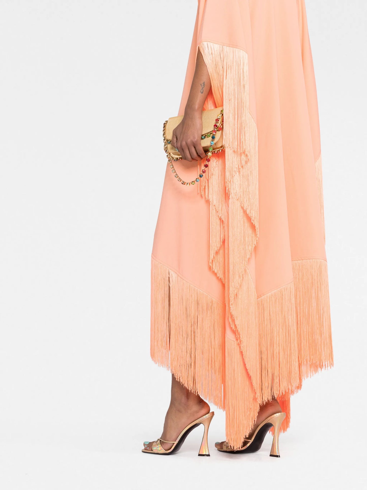 Mrs Ross fringed crepe kaftan dress