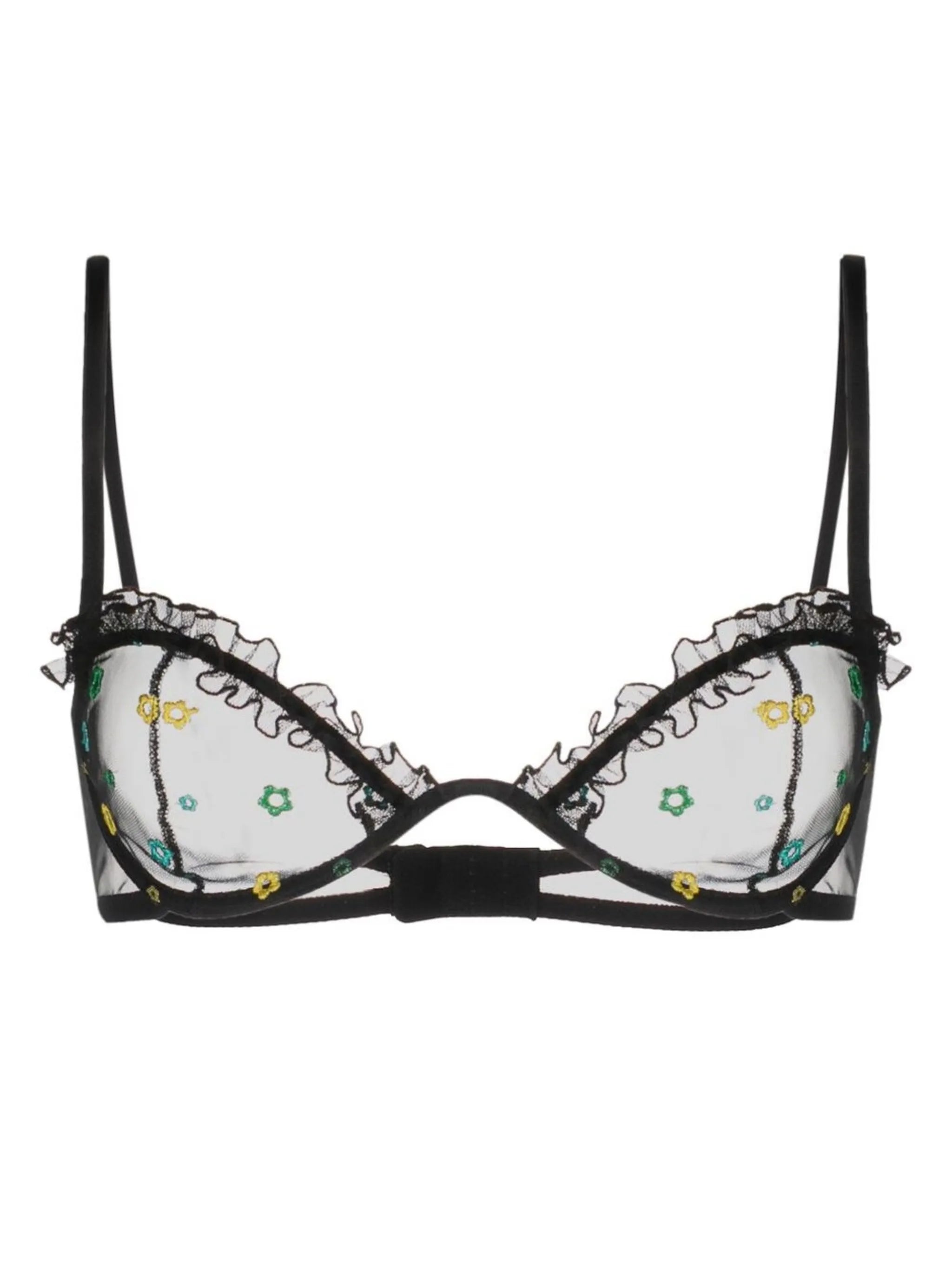 ruffled-detail underwire bra