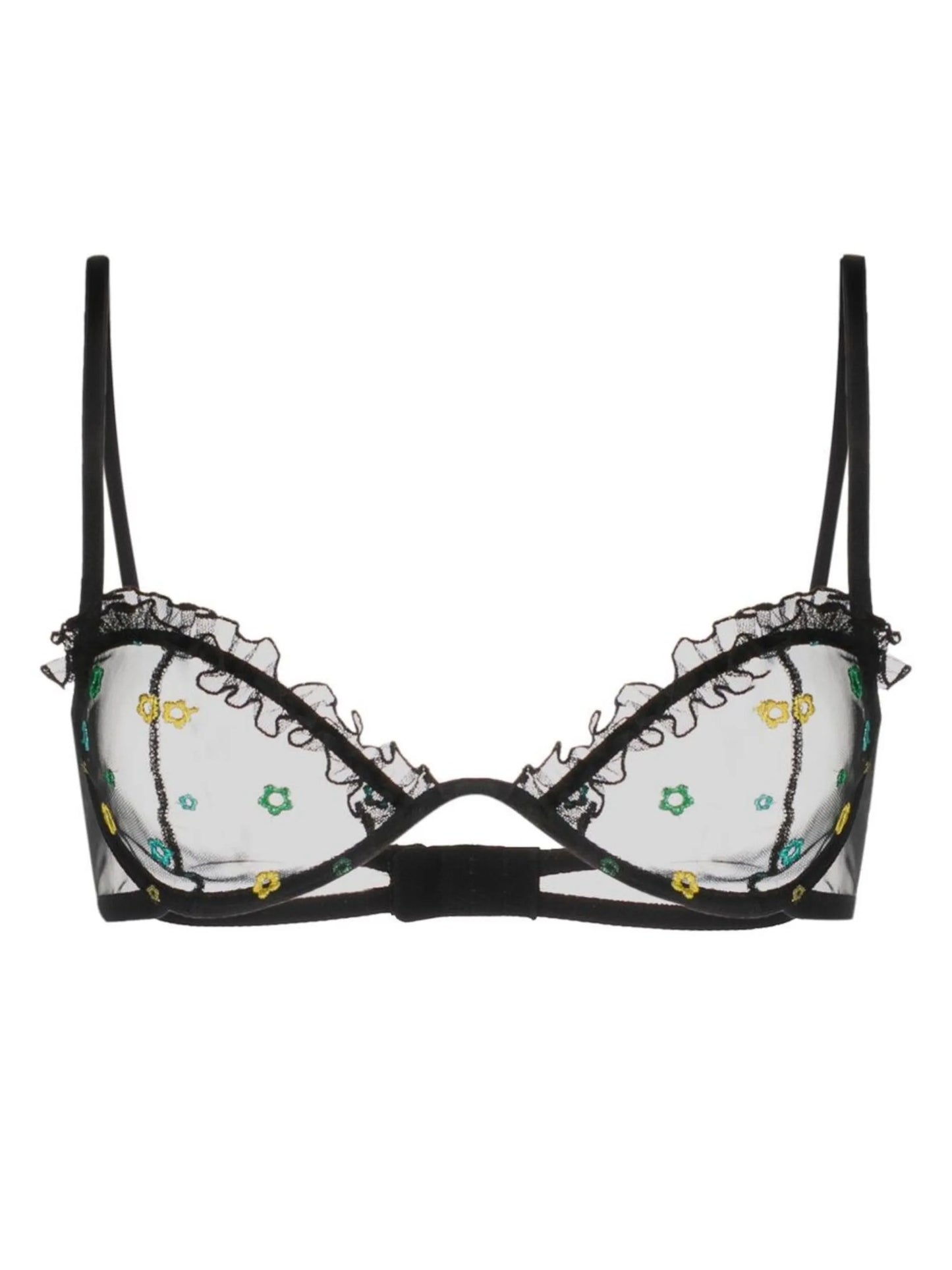 ruffled-detail underwire bra